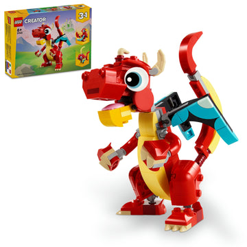 مجموعة لعبة الحيوانات 3 في 1 التنين الأحمر 31145 من LEGO® Creator