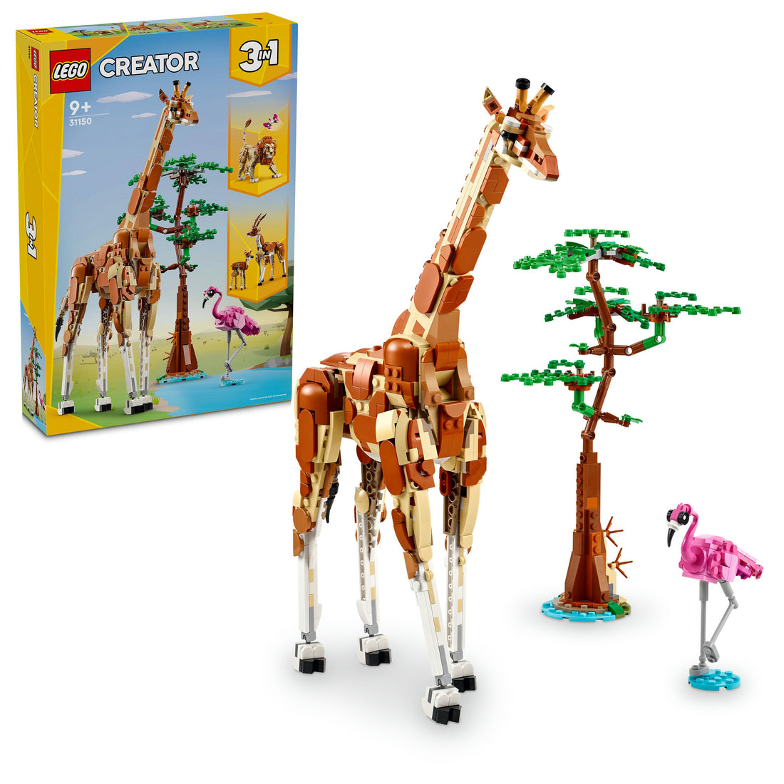 مجموعة حيوانات السفاري البرّية 3 في 1 رقم 31150 من LEGO® Creator