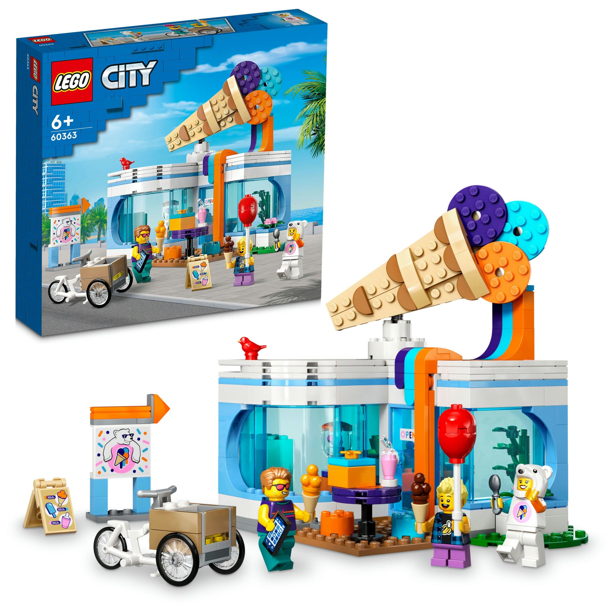 مجموعة لعبة بناء متجر المثلّجات 60363 من LEGO® City للأطفال الذين تبلغ أعمارهم 6 سنوات أو أكثر (296 قطعة)