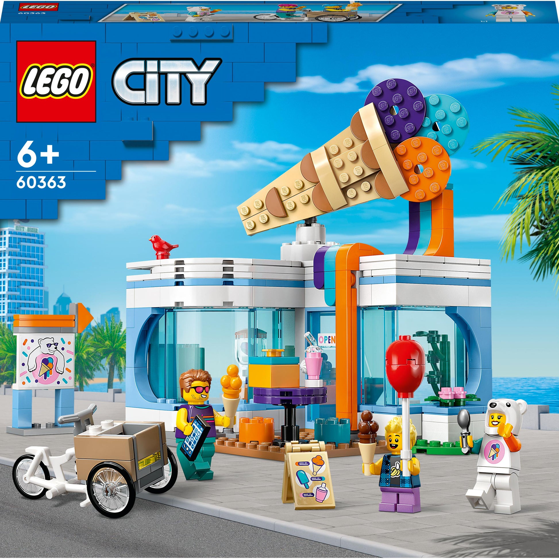 مجموعة لعبة بناء متجر المثلّجات 60363 من LEGO® City للأطفال الذين تبلغ أعمارهم 6 سنوات أو أكثر (296 قطعة)