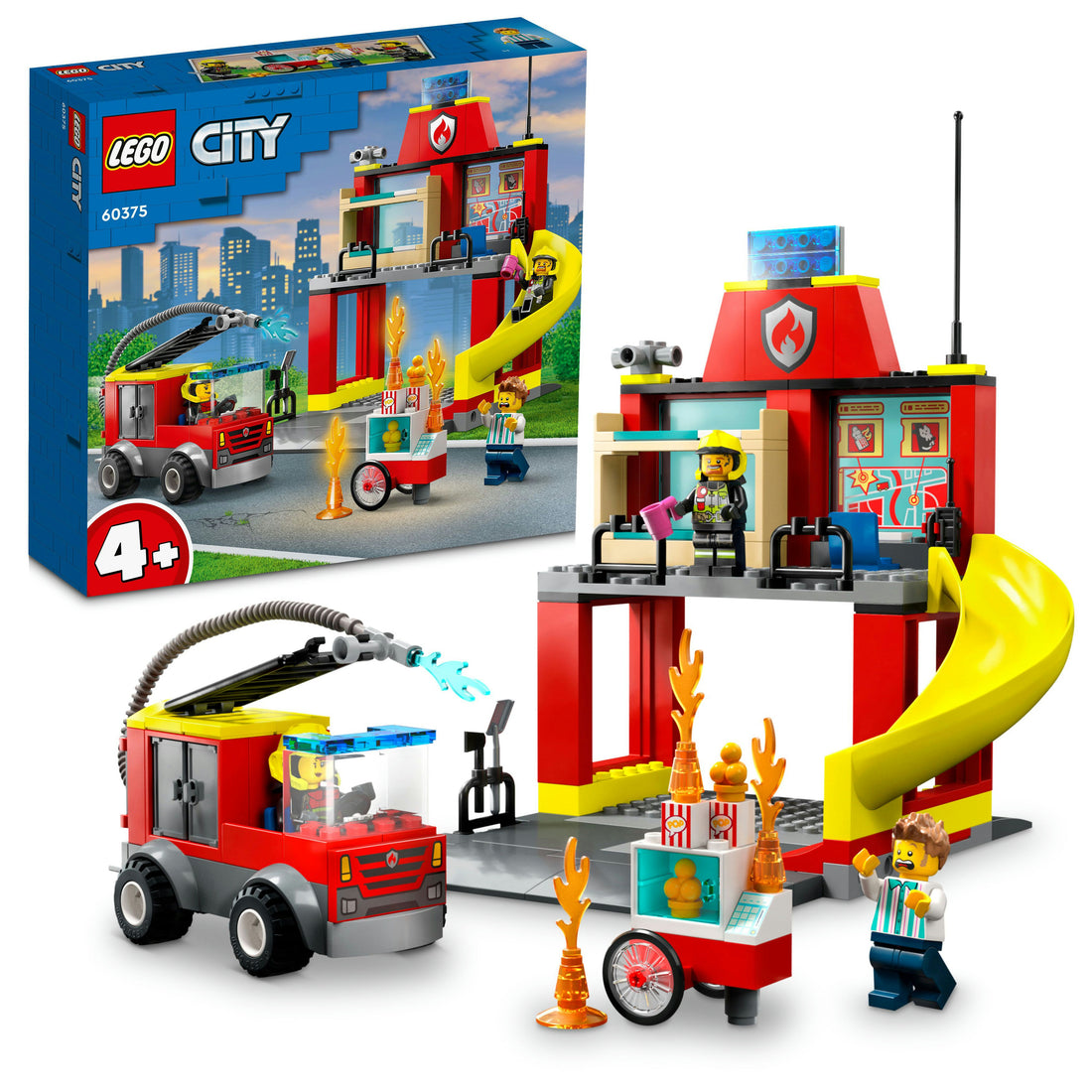 مجموعة مركز الإطفاء وشاحنة الإطفاء 60375 من LEGO® City (153 قطعة)