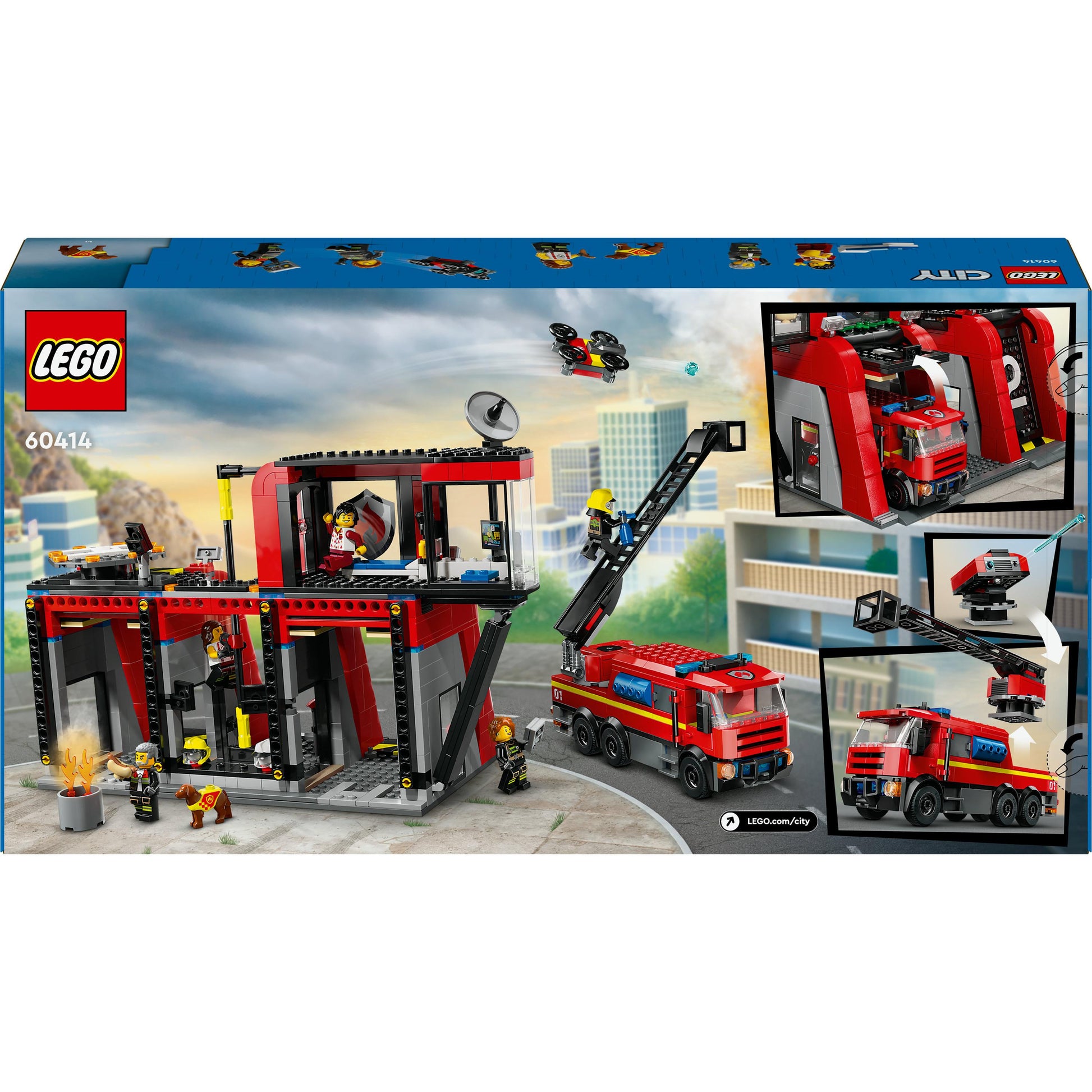 مجموعة لعب مركز الإطفاء مع شاحنة الإطفاء  60414 من LEGO® City