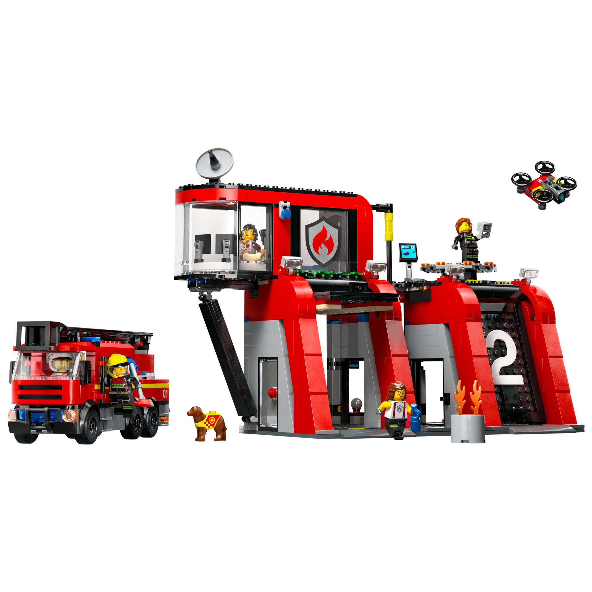 مجموعة لعب مركز الإطفاء مع شاحنة الإطفاء  60414 من LEGO® City
