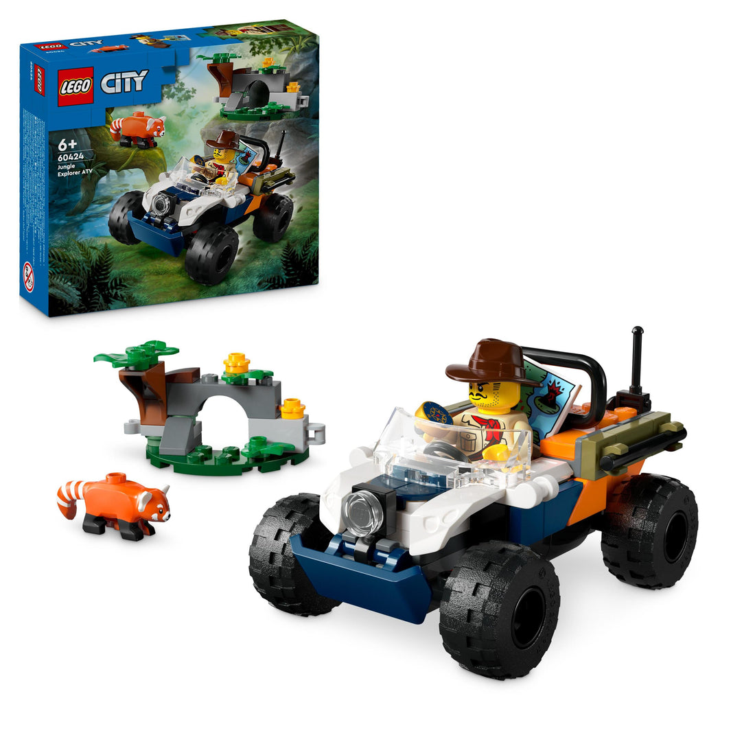مجموعة عربة مستكشف الأدغال ومهمّة الباندا الحمراء 60424 من LEGO® City