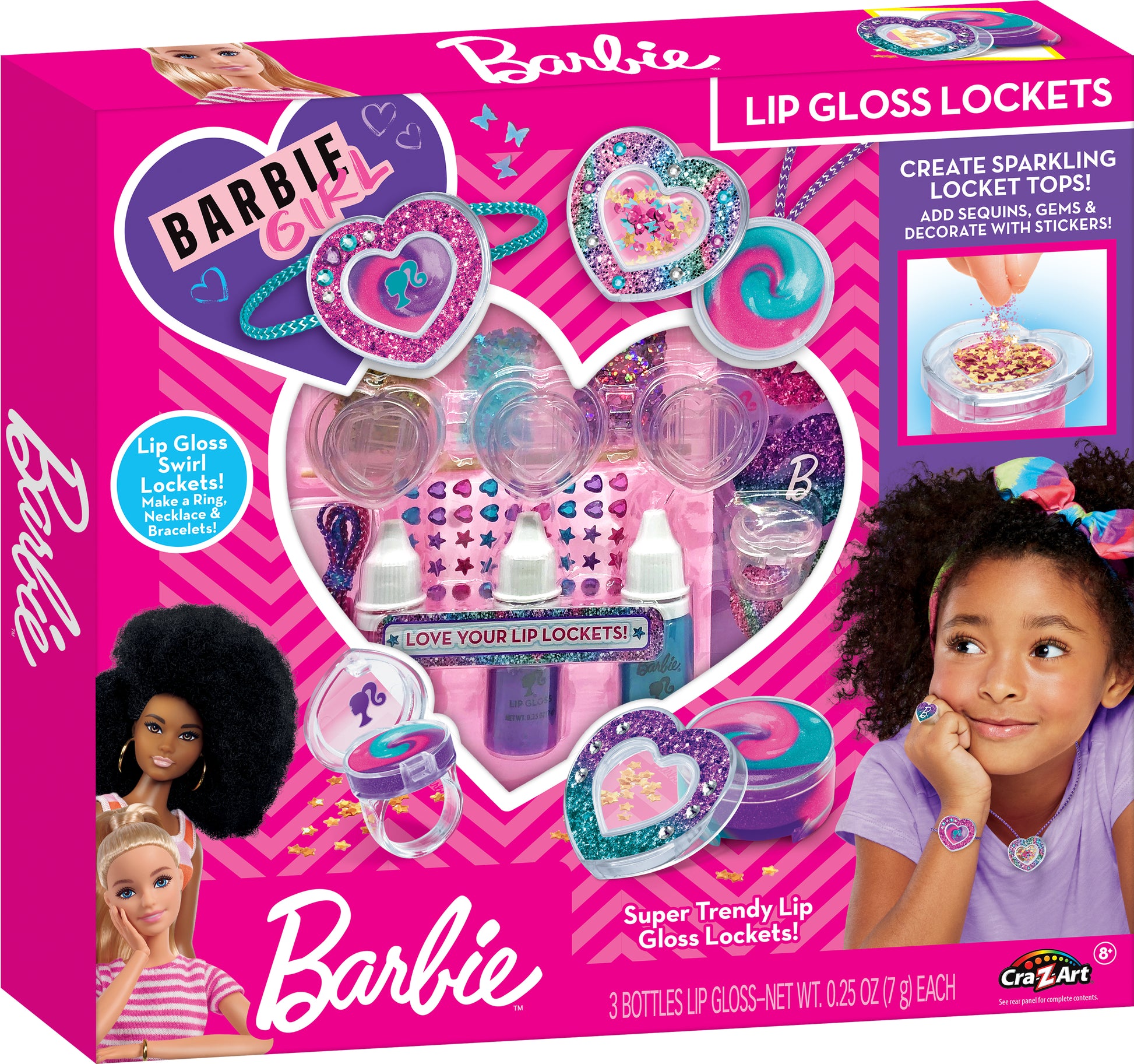Barbie Sparkling Sweet Heart Lip Gloss Lockets