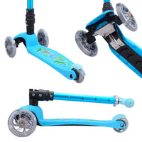 BOLDCUBE Teeny 3 Wheel Scooter Folding  Dinosaur (Blue)