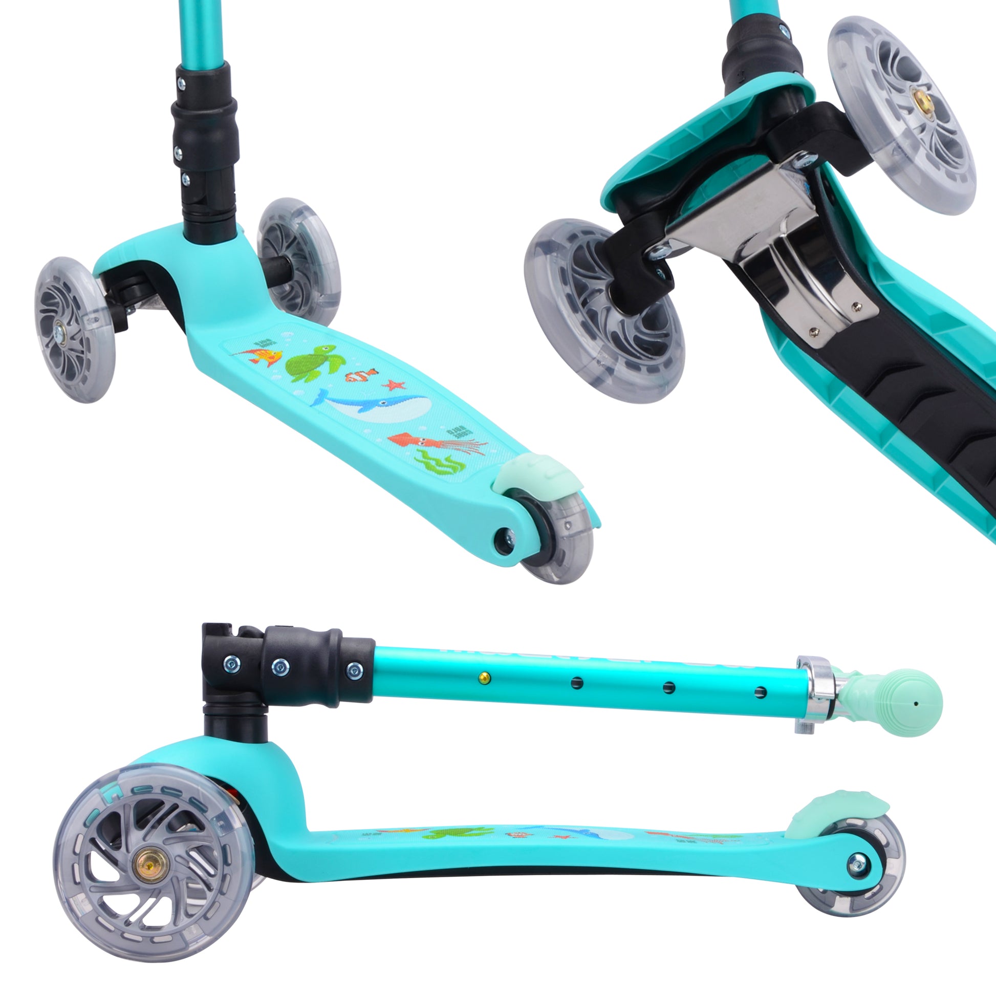 BOLDCUBE Teeny 3 Wheel Scooter Folding Ocean (Aqua)