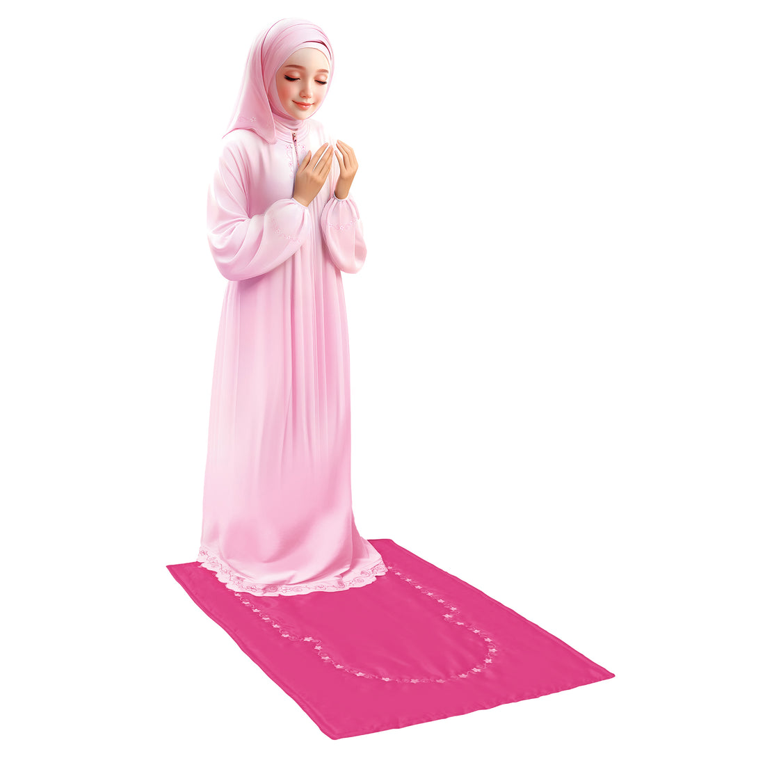 فلة مجموعة الصلاة (الثوب القطعة عدد1  /الحقيبة/سجادة الصلاة)