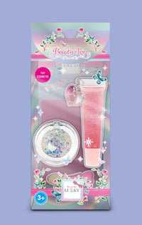 Lukky Beauty Duet Set w/ Pink Lip Gloss w/ Heart Key Chain