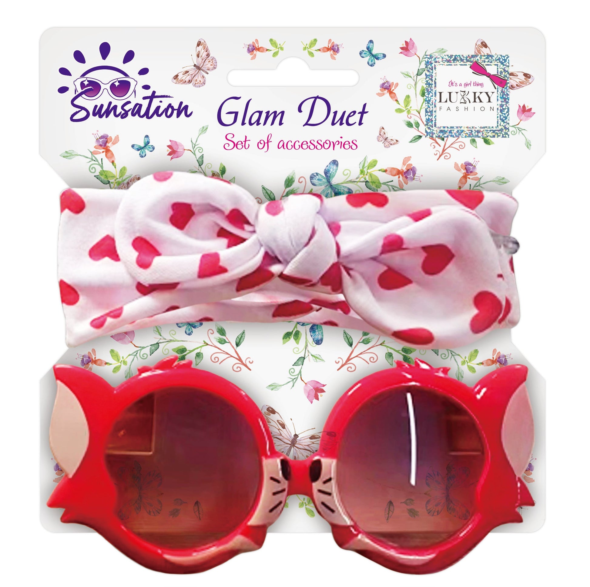 Lukky Fashion Glam Duet Sunglasses & Hairband (Red)