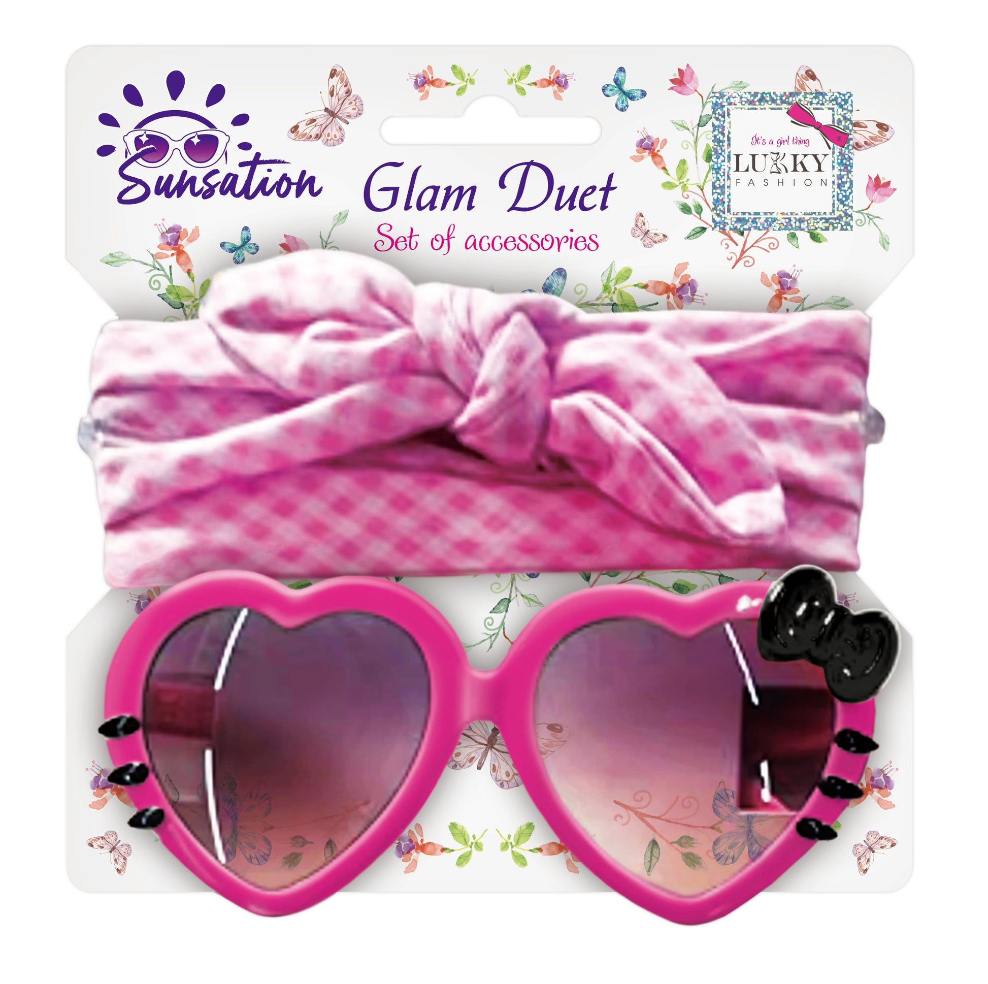 Lukky Fashion Glam Duet Sunglasses & Hairband (Pink)