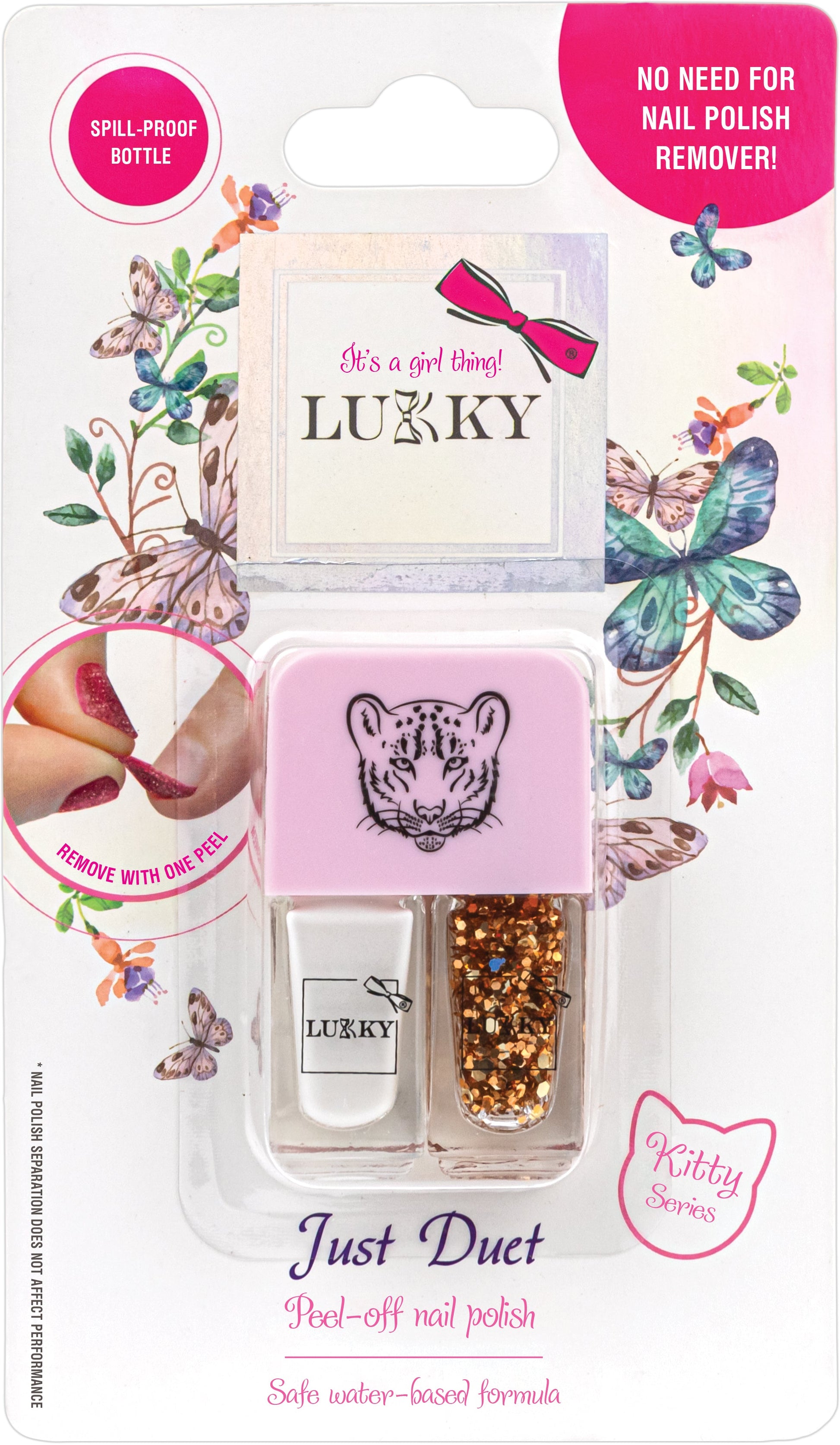 Lukky Just Duet 2-in-1 Peel-Off Nail Polish 7ml (Metallic Pink)