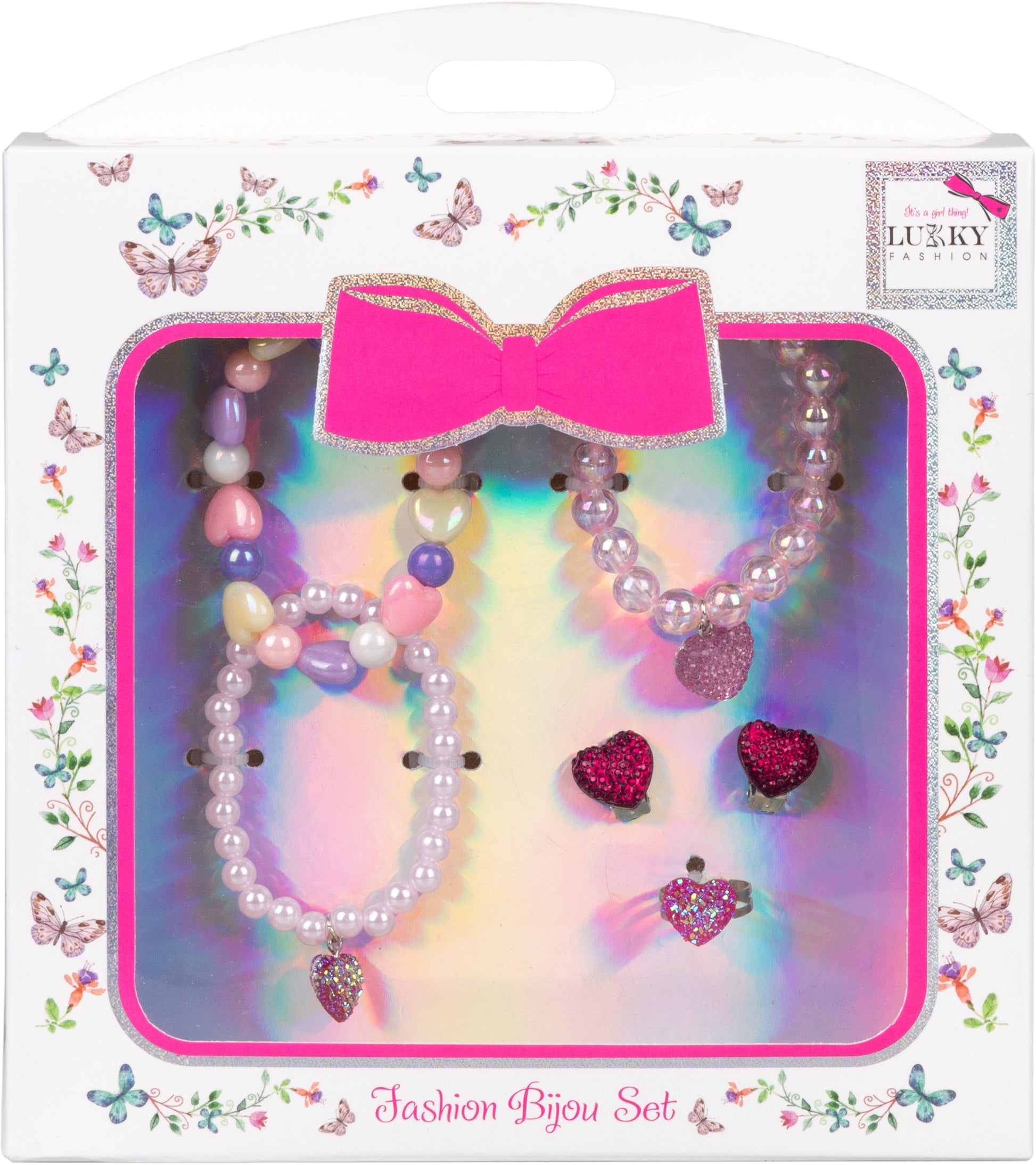 لاكي فاشن مجموعة بيجو (3 أساور/ قلائد/خاتم/ 
 مشابك لامعة على شكل قلب)