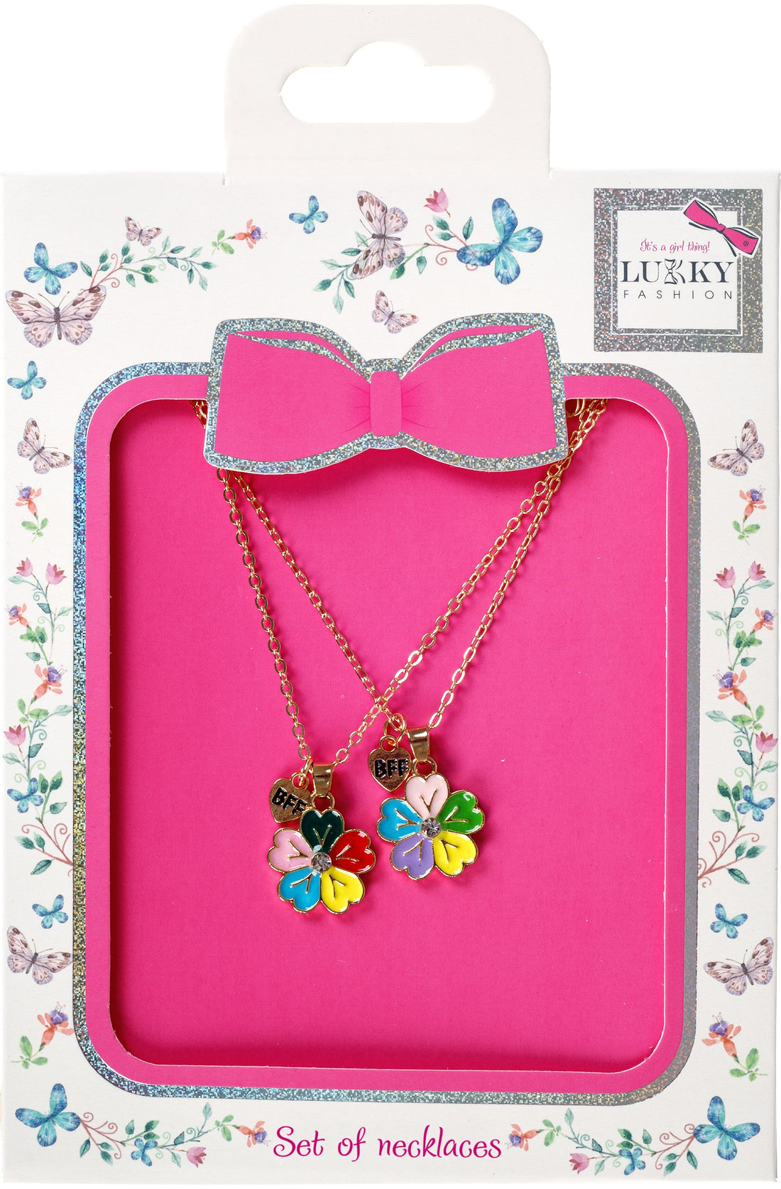 Lukky Fashion 2 Necklace Sets BFF 4-Petals Flowers