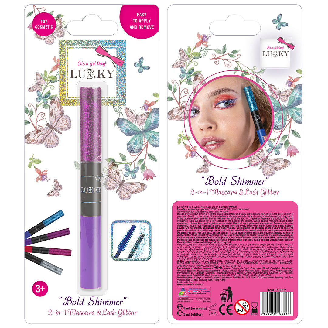 Lukky 2-in-1 Mascara & Glitter For Eyelashes Bold Shimmer (Purple)