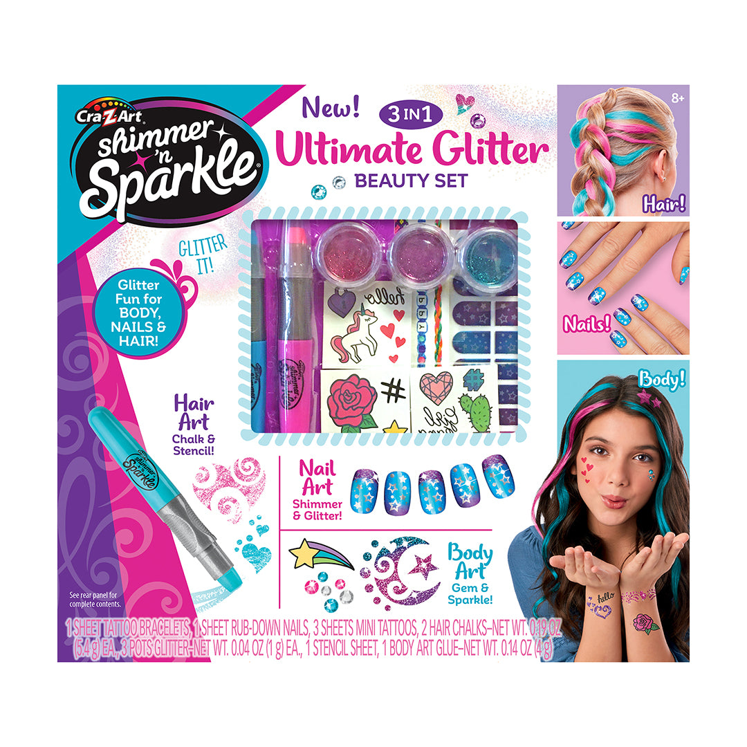 Shimmer n Sparkle 3-in-1 Ultimate Glitter Beauty Set