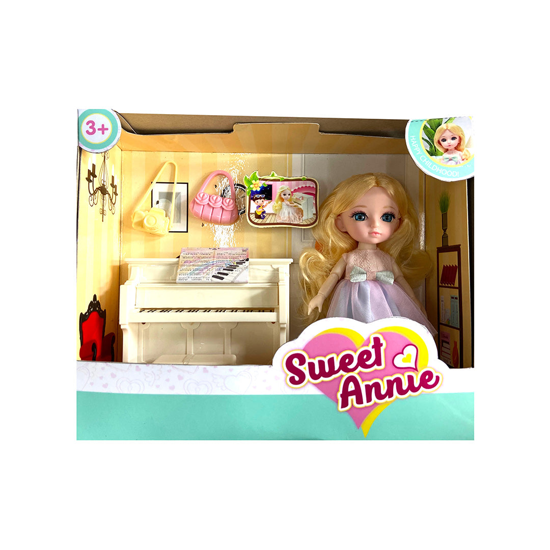 Sweet Annie 6.5" Doll With Piano Set