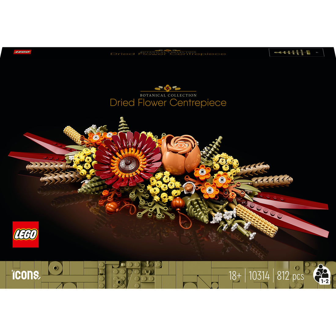 مجموعة بناء زينة طاولة من الزهور المجففة 10314 من LEGO® Icons (812 قطعة)