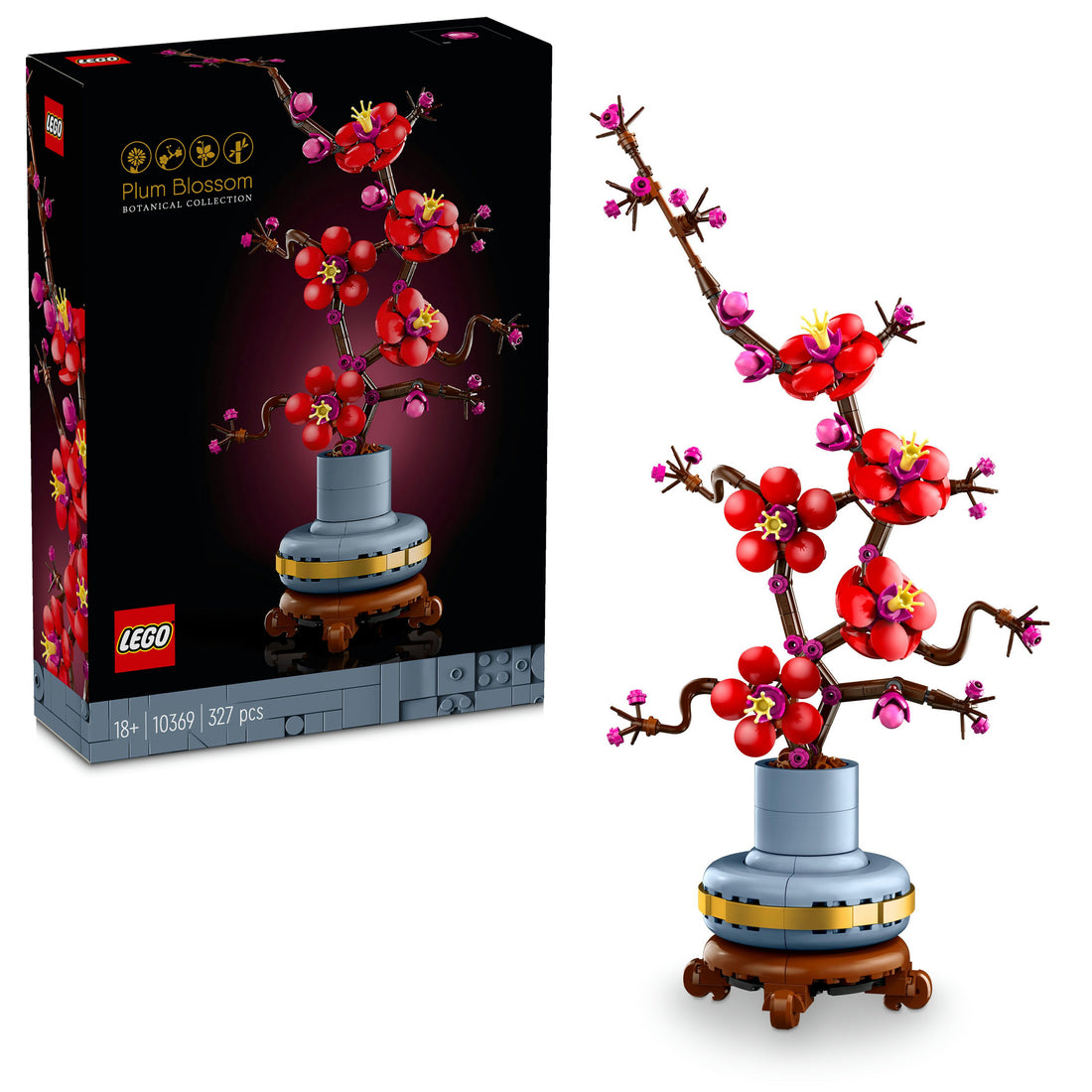 مجموعة عرض ديكور الزهور زهر البرقوق 10369 من LEGO® Icons