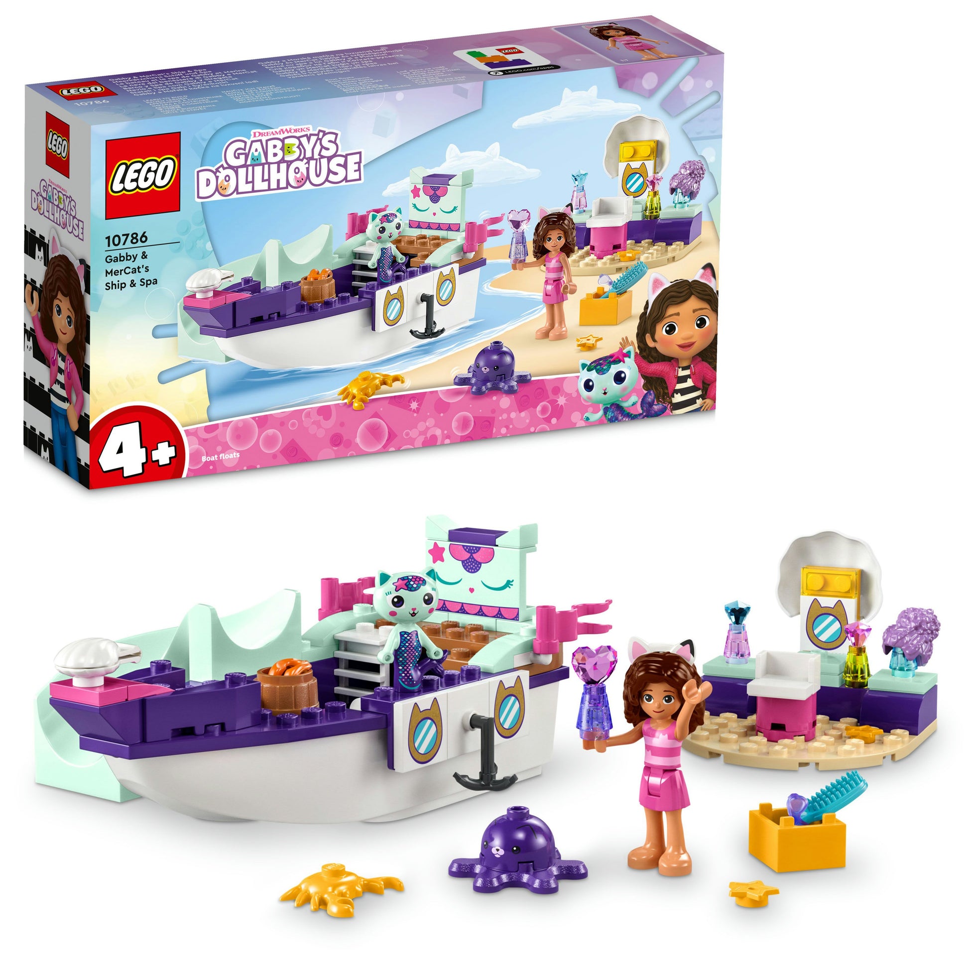 LEGO® Gabby & MerCat’s Ship & Spa 10786 Building Toy Set (88 Pieces)