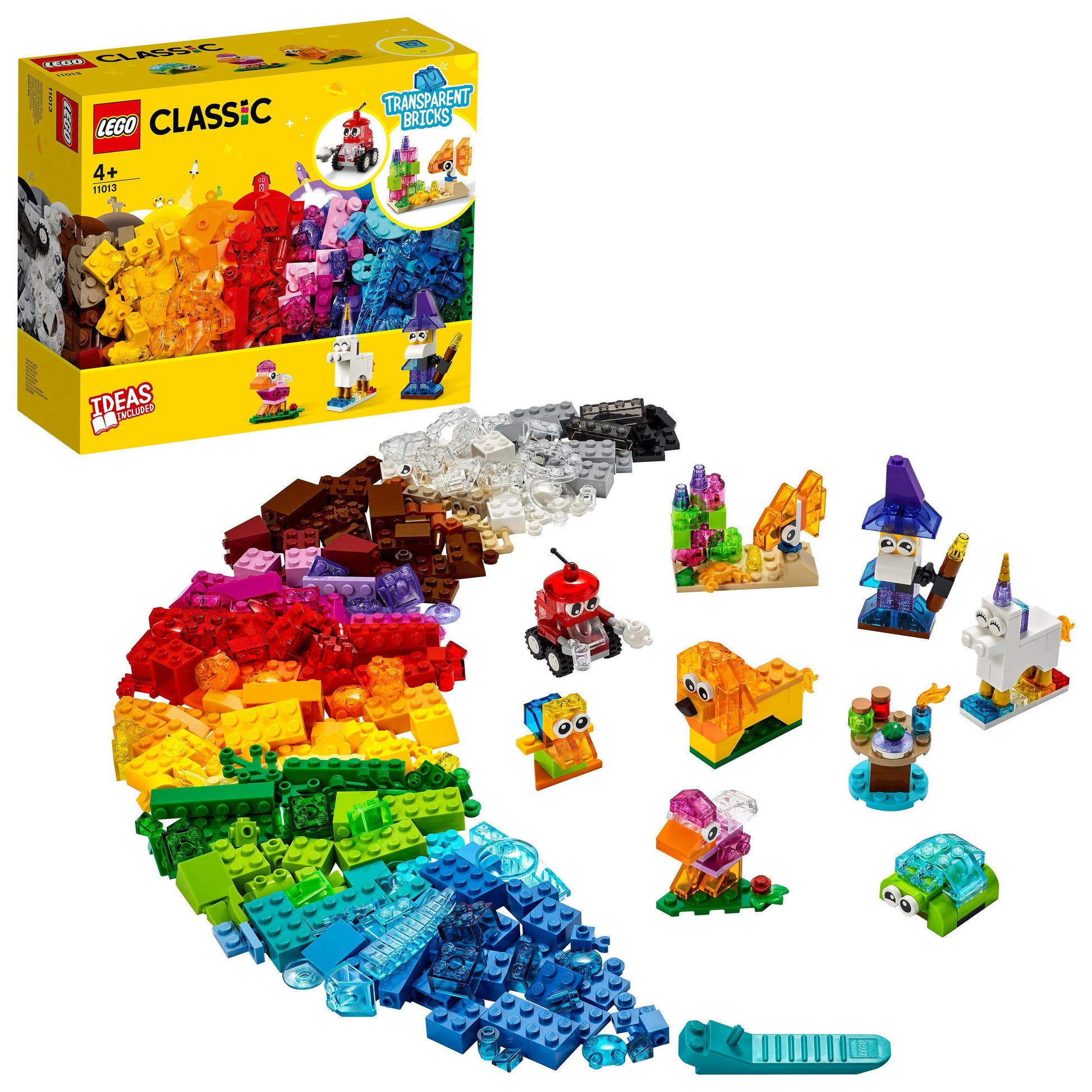 LEGO® Classic Creative Transparent Bricks 11013 Kids’ Building Kit (500 Pieces)