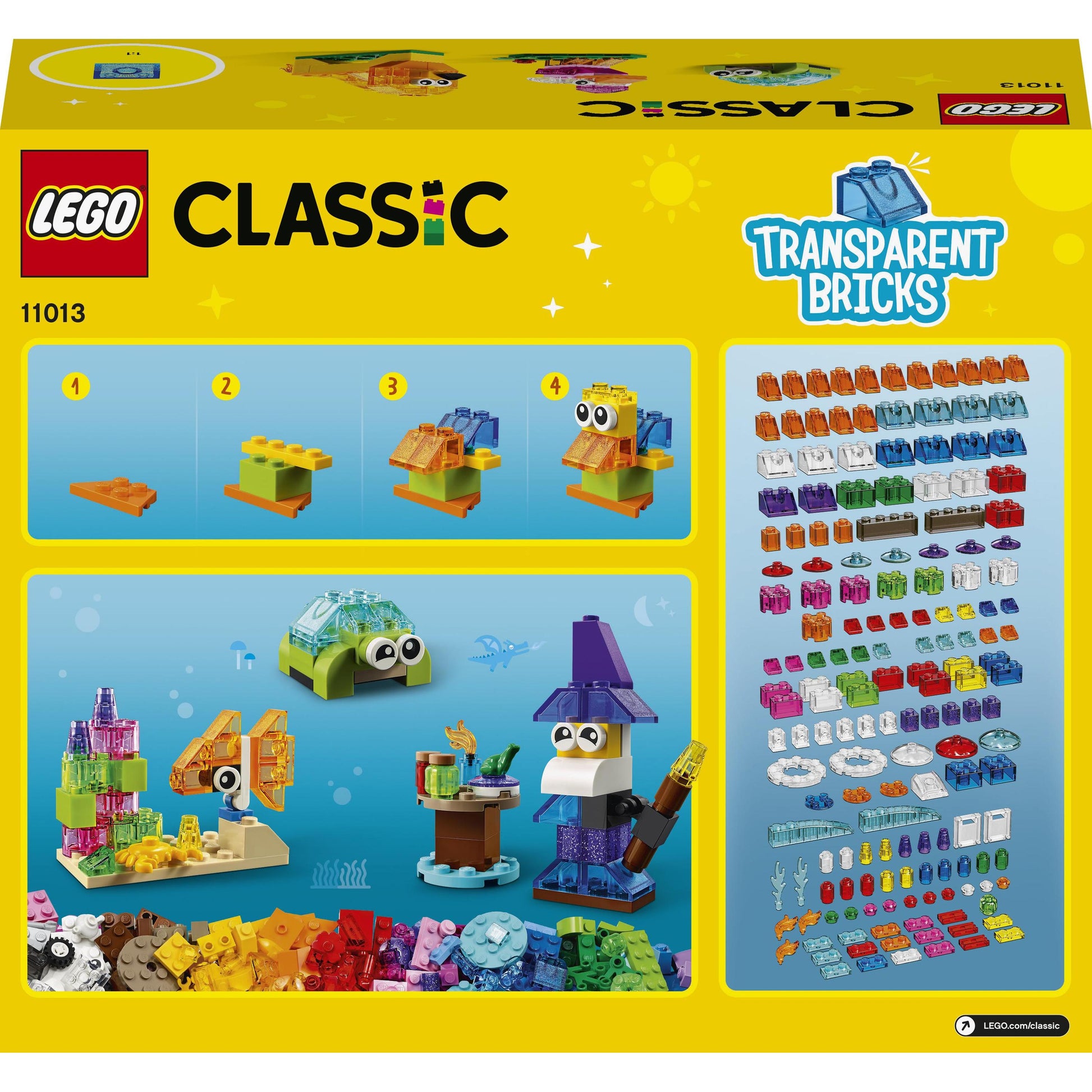 LEGO® Classic Creative Transparent Bricks 11013 Kids’ Building Kit (500 Pieces)