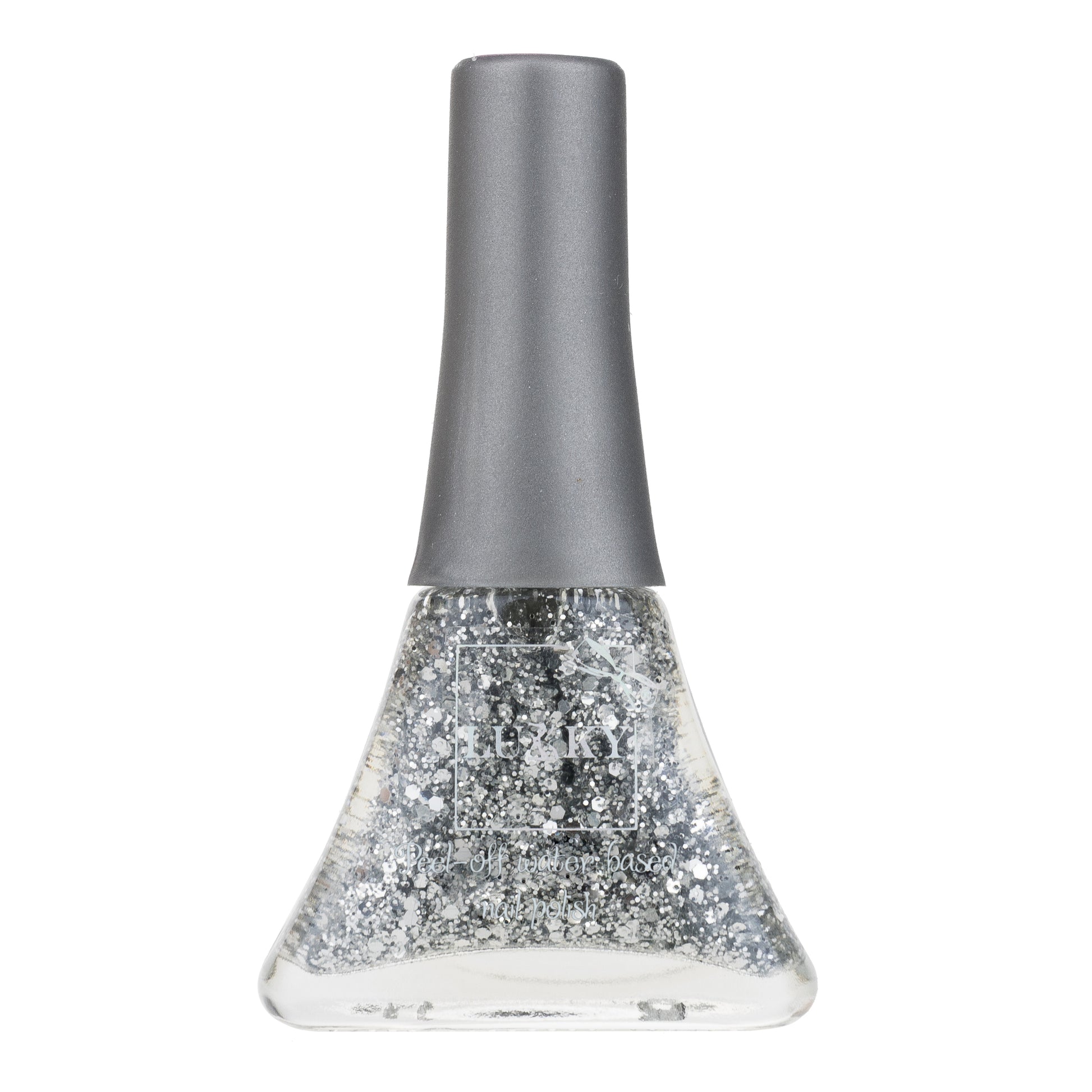 Lukky Peel-Off Nail Polish Confetti w/ Glitter 0.19 Fl.Oz. (Silver-07K)