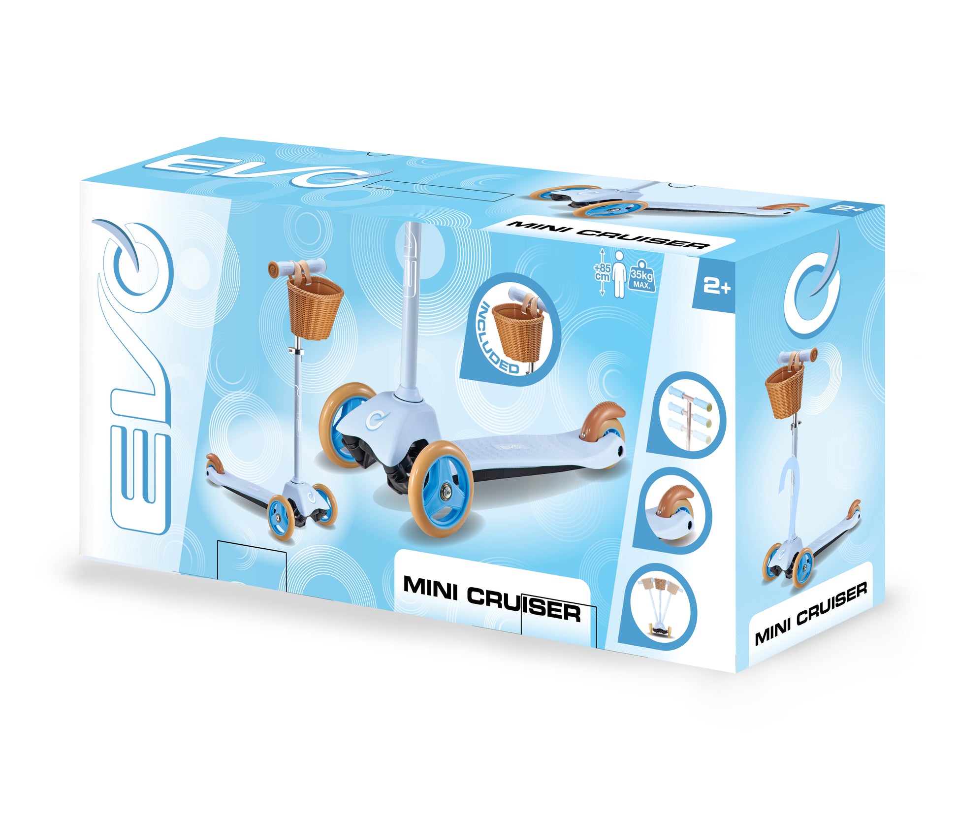 EVO Mini Cruiser with Basket - Sky Blue