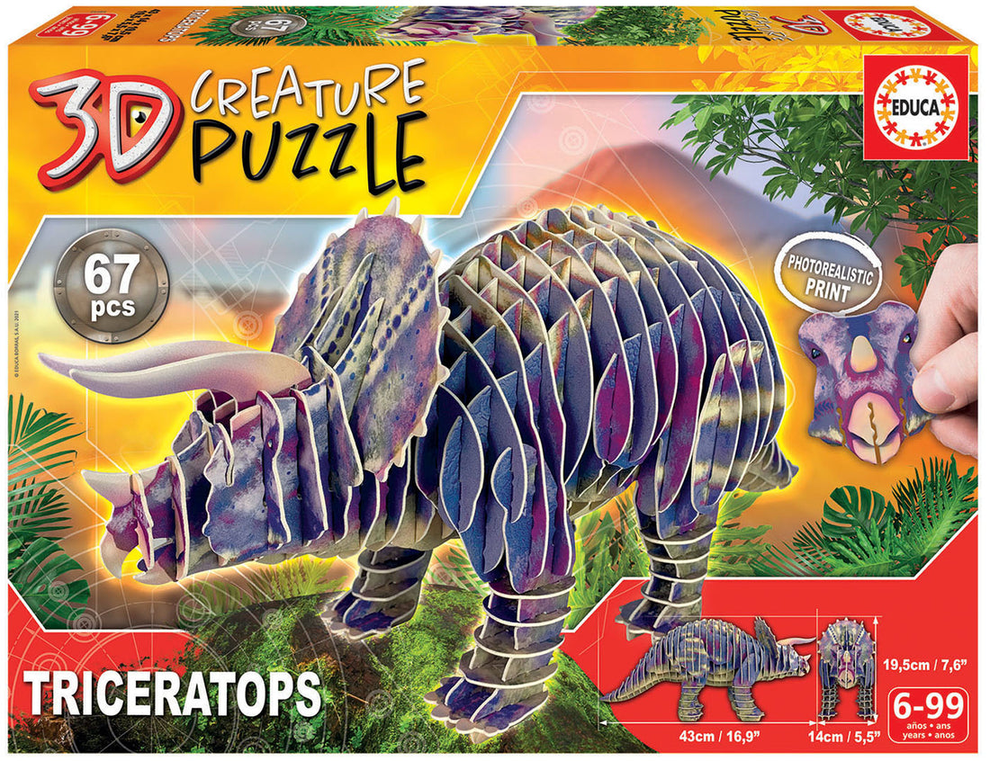 TRICERATOPS 3D CREATURE PUZZLE