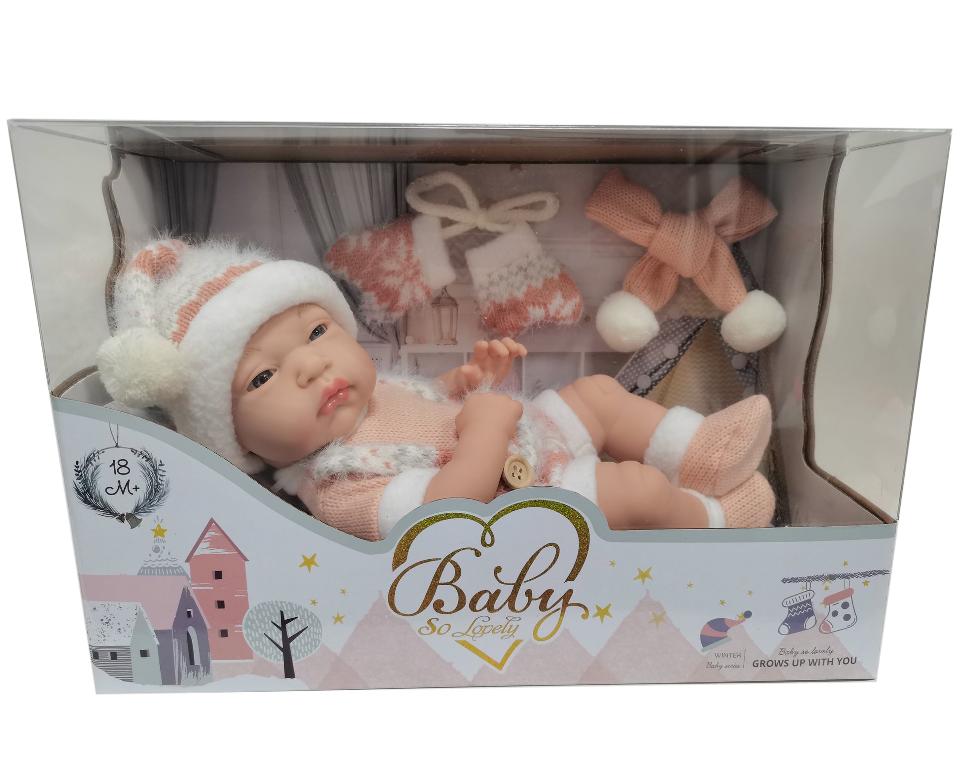 30CM baby doll with scarf/gloves (red)