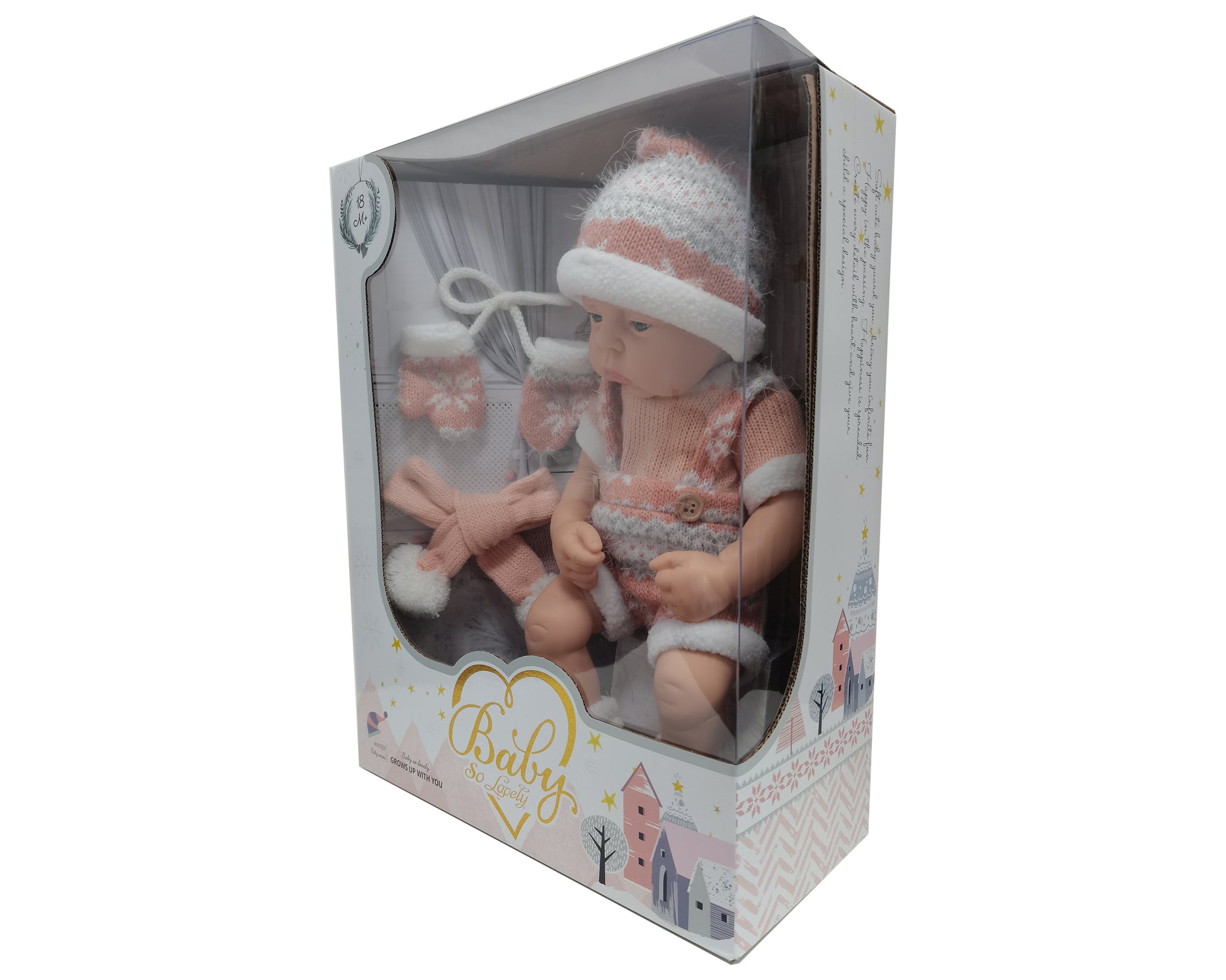 37.5cm bbay doll with scarf/gloves (red)