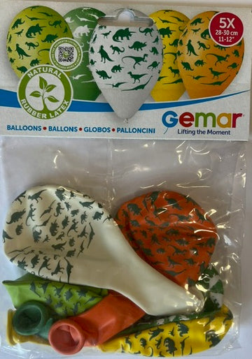 DINOSAURS 5 PIECES BALLOONS 30 CM