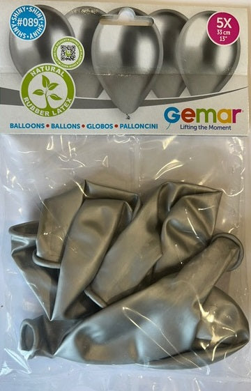SHINY SILVER BALLOONS 33CM
