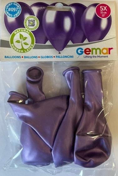 SHINY PURPLE BALLOONS 5 PCS