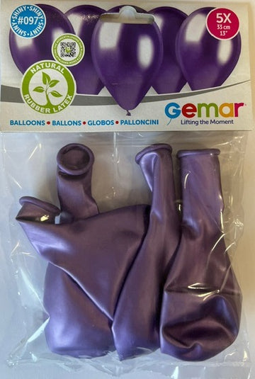 SHINY PURPLE BALLOONS 5 PCS
