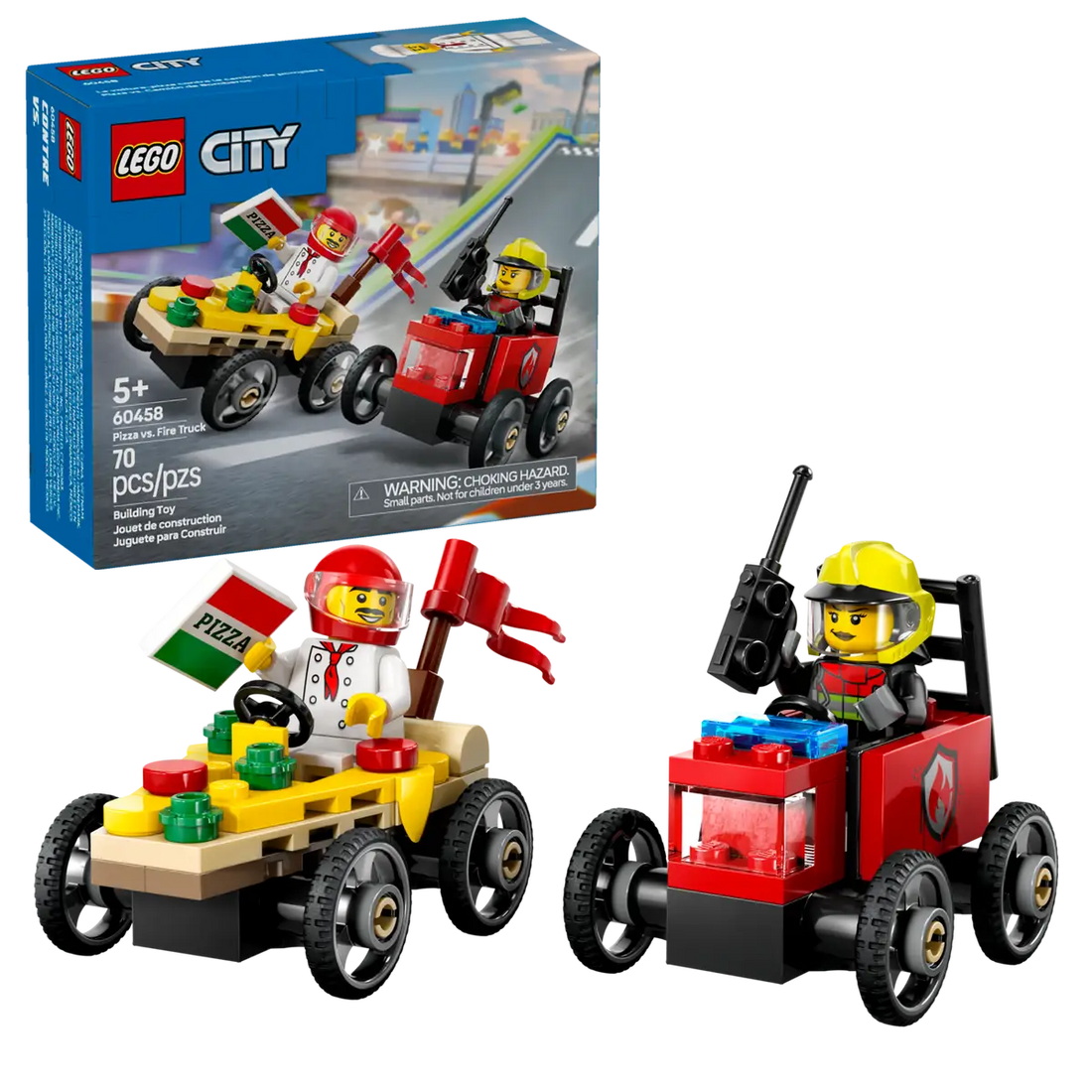LEGO 60458 Pizza vs. Fire Truck Race Car Pack