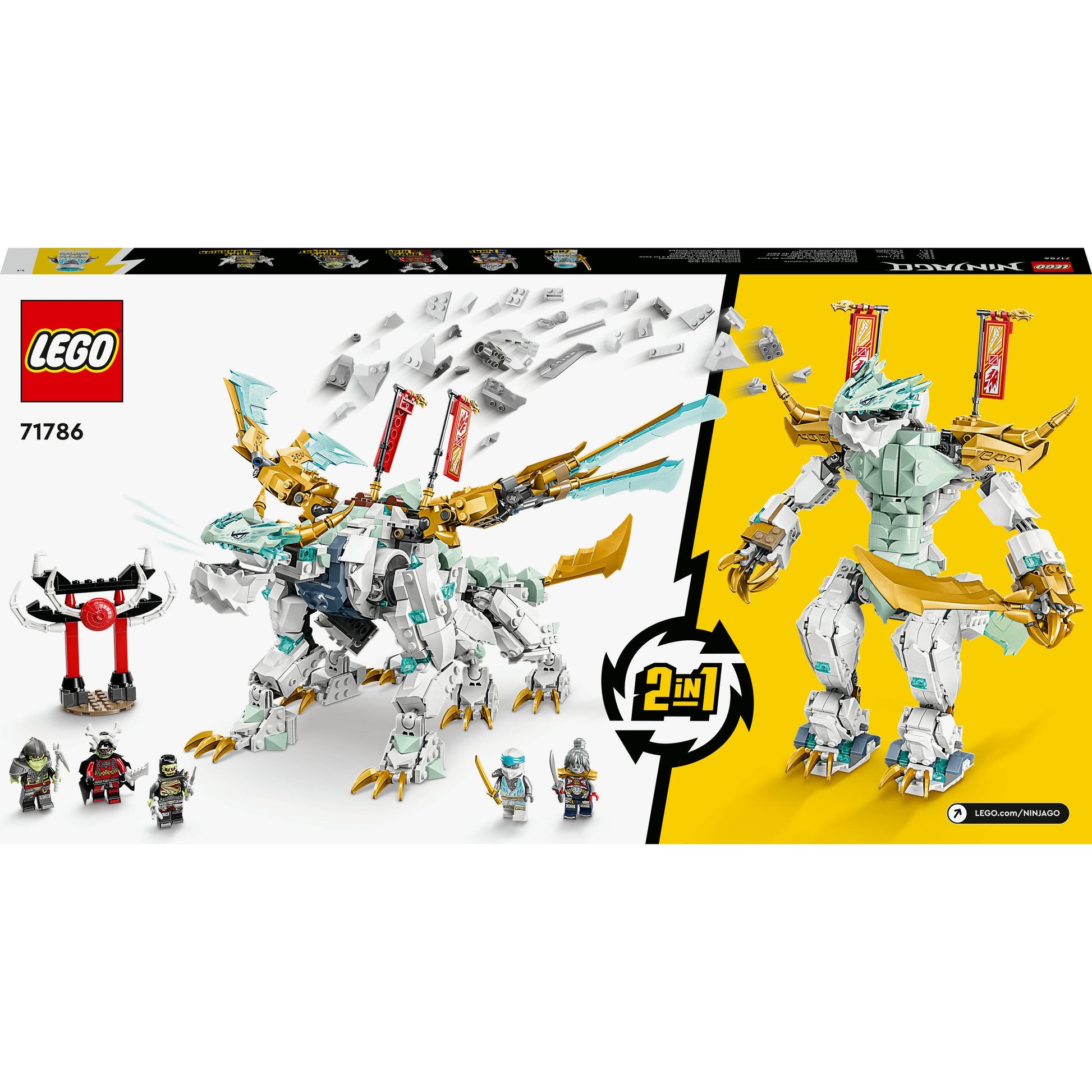 LEGO® NINJAGO® Zane’s Ice Dragon Creature 71786 Building Toy Set (973 Pieces)