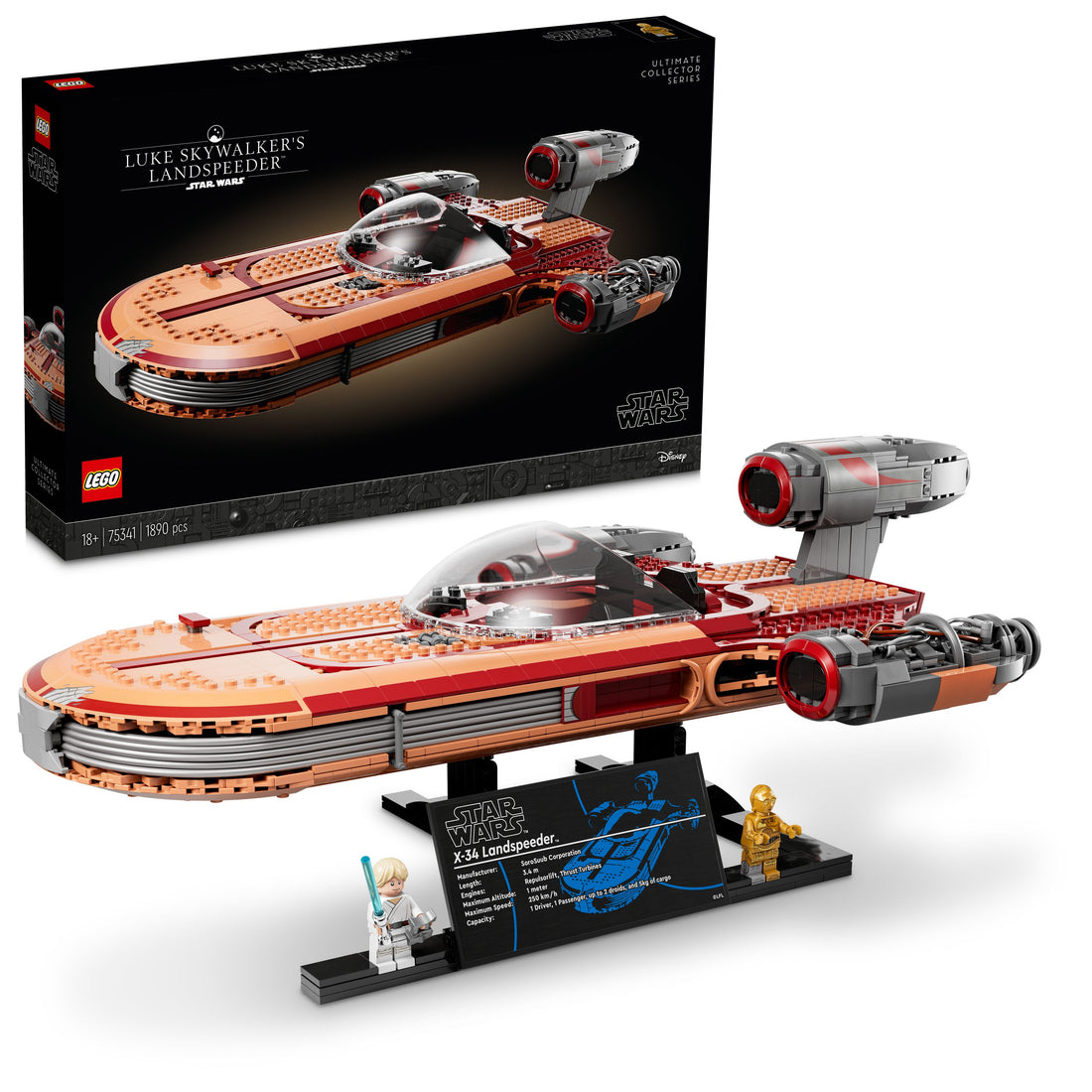 مجموعة بناء المركبة فائقة السرعة™ خاصة لوك سكاي ووكر 75341 من LEGO® Star Wars™ (1890 قطعة)