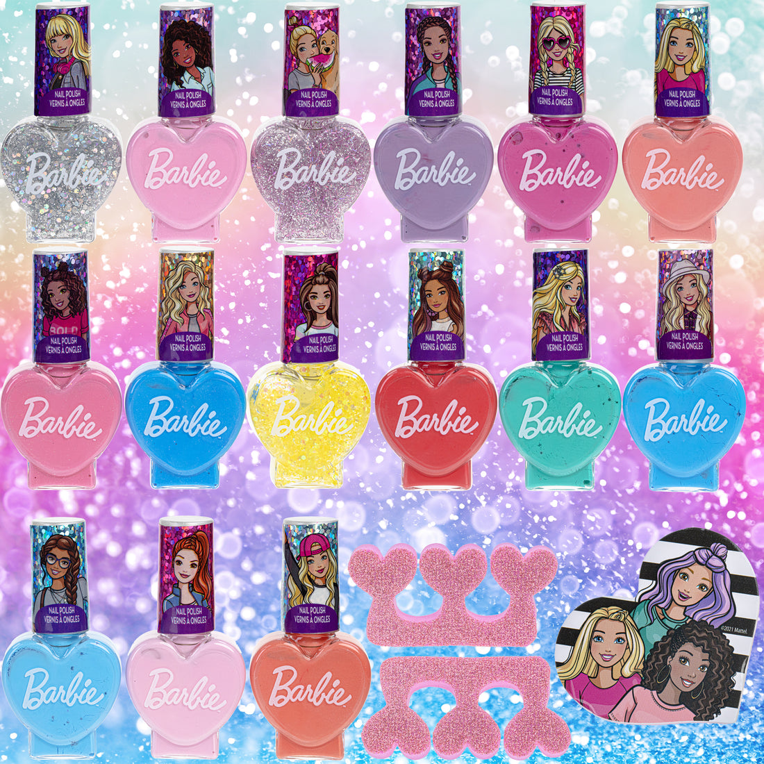 Barbie Movie 18 Piece Set Kids Water-Based Nail Polish Set