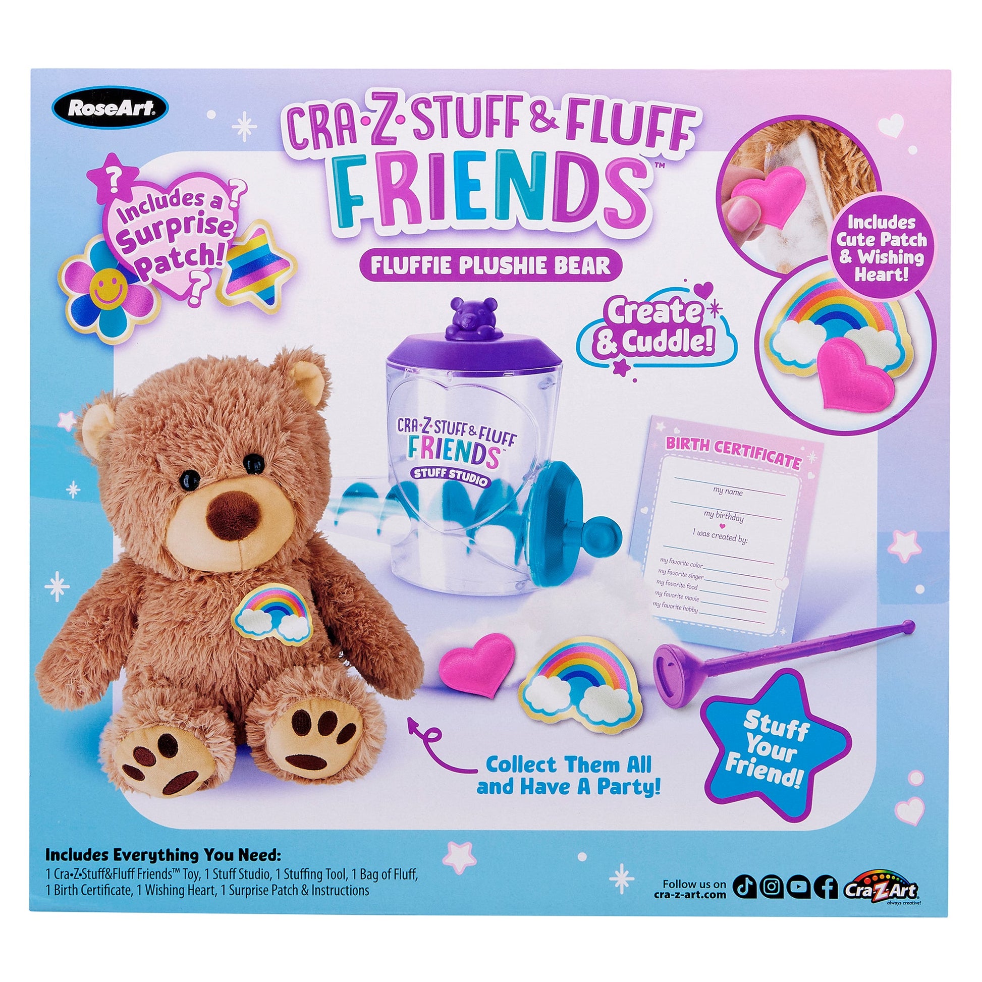 Rose Art CraZStuff & Fluff Stuff Studio Fluffy Plushie Bear