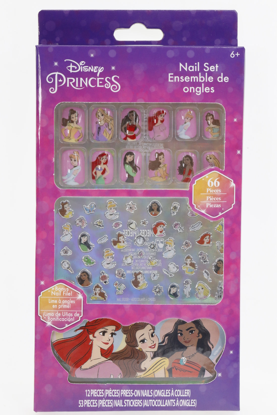 Disney Princess Nail Art Set 66-Pieces, Multicolour