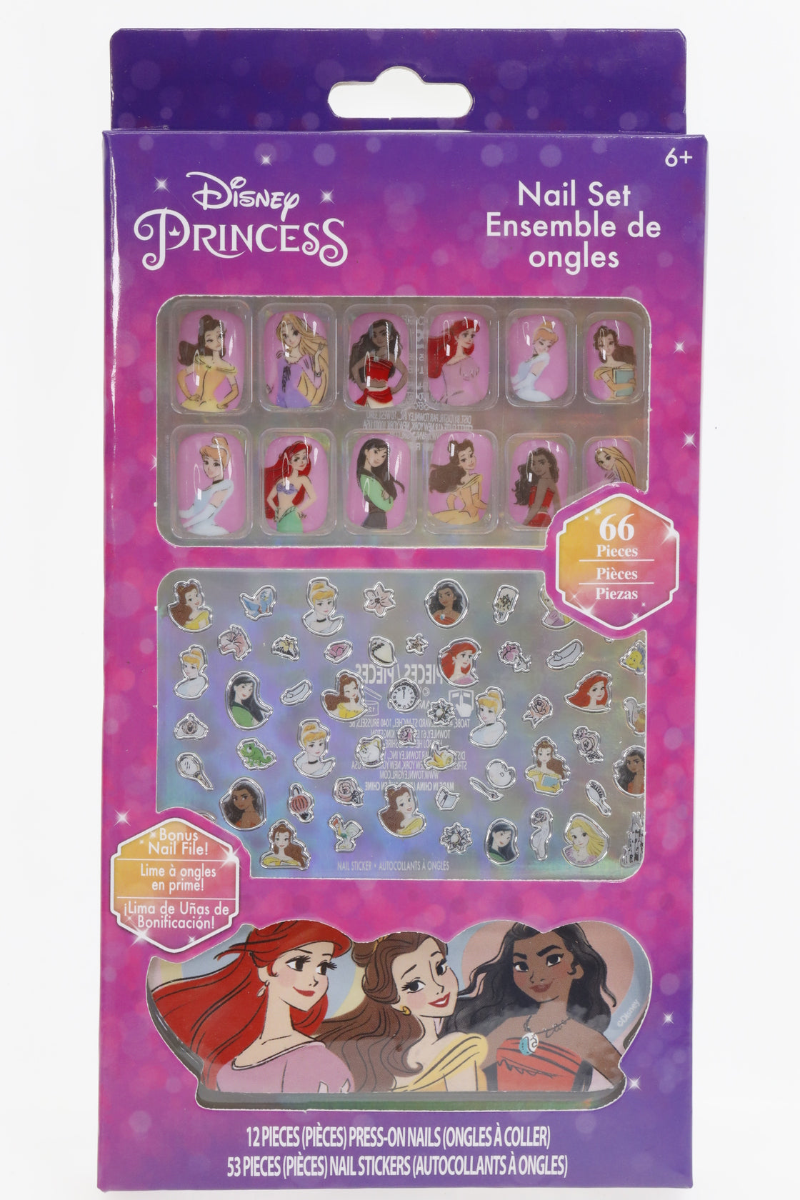 Disney Princess Nail Art Set 66-Pieces, Multicolour