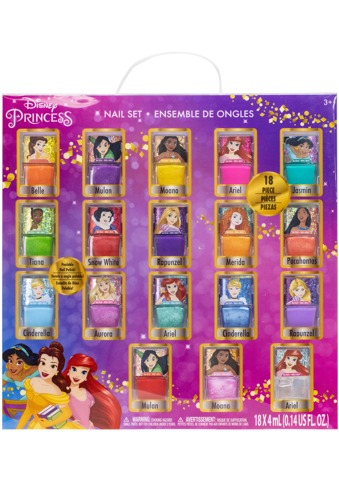 Disney Princess 18-Piece Non-Toxic Peelable Nail Polish Set