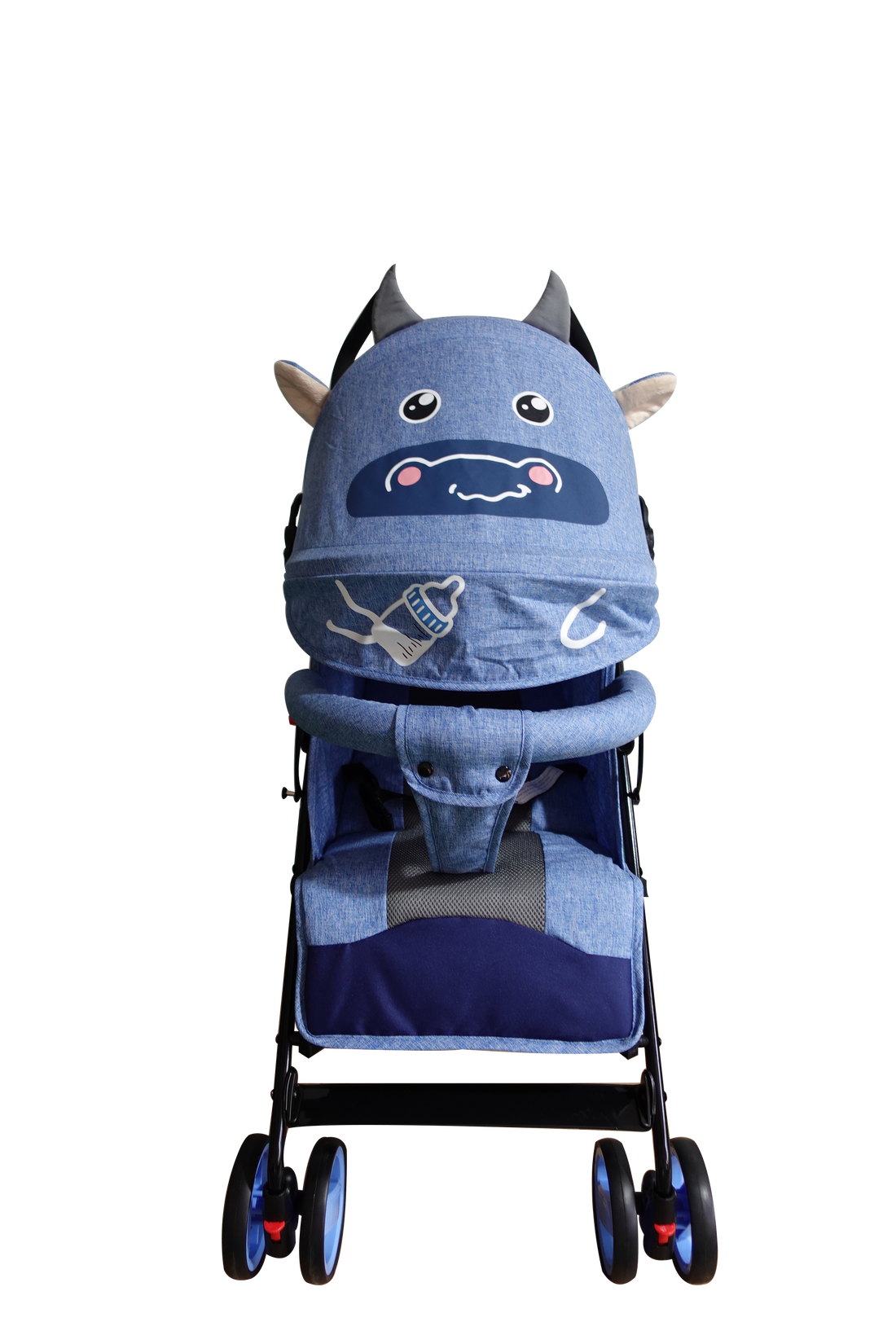 Baby Stroller, backrest with multible   positions, with adjustable 4 positions, blue color, W/big storage basket, W/break.