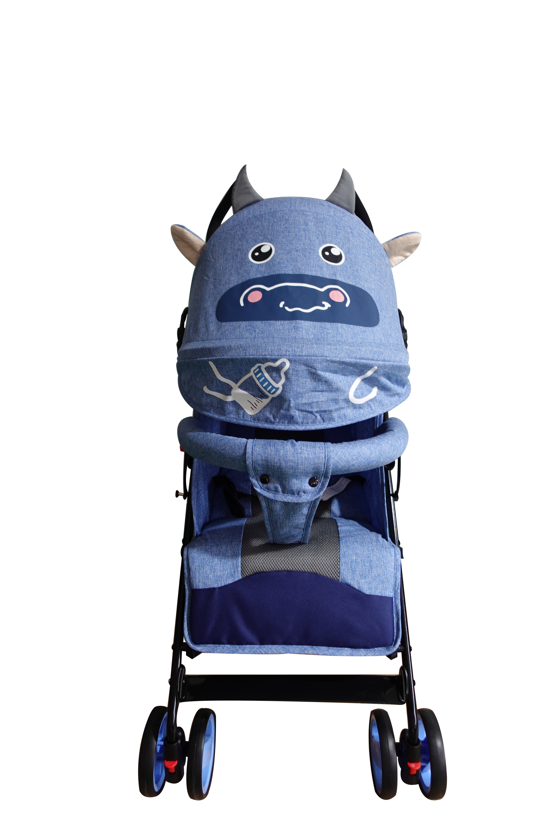 Baby Stroller, backrest with multible   positions, with adjustable 4 positions, blue color, W/big storage basket, W/break.