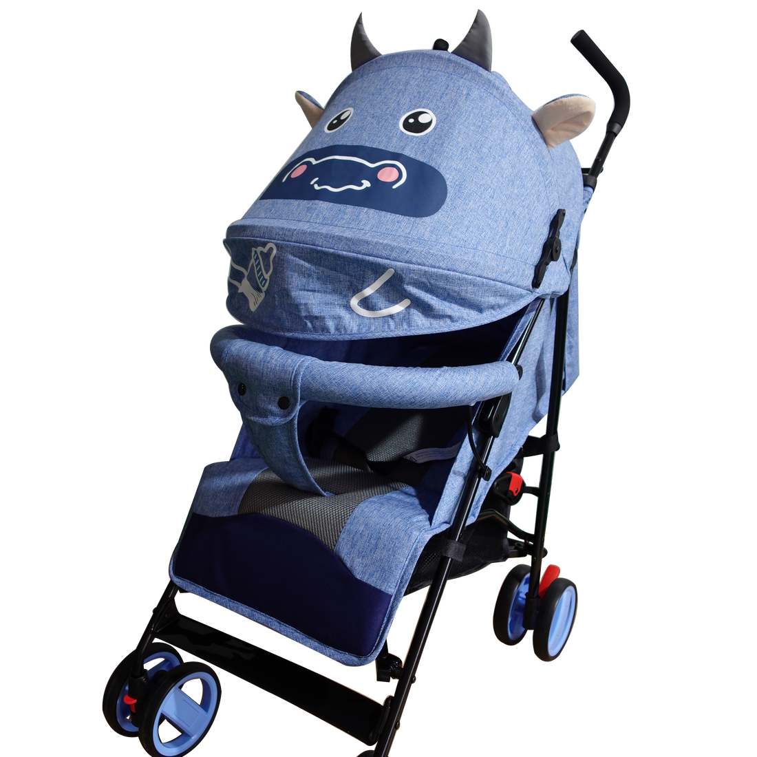 Baby Stroller, backrest with multible   positions, with adjustable 4 positions, blue color, W/big storage basket, W/break.