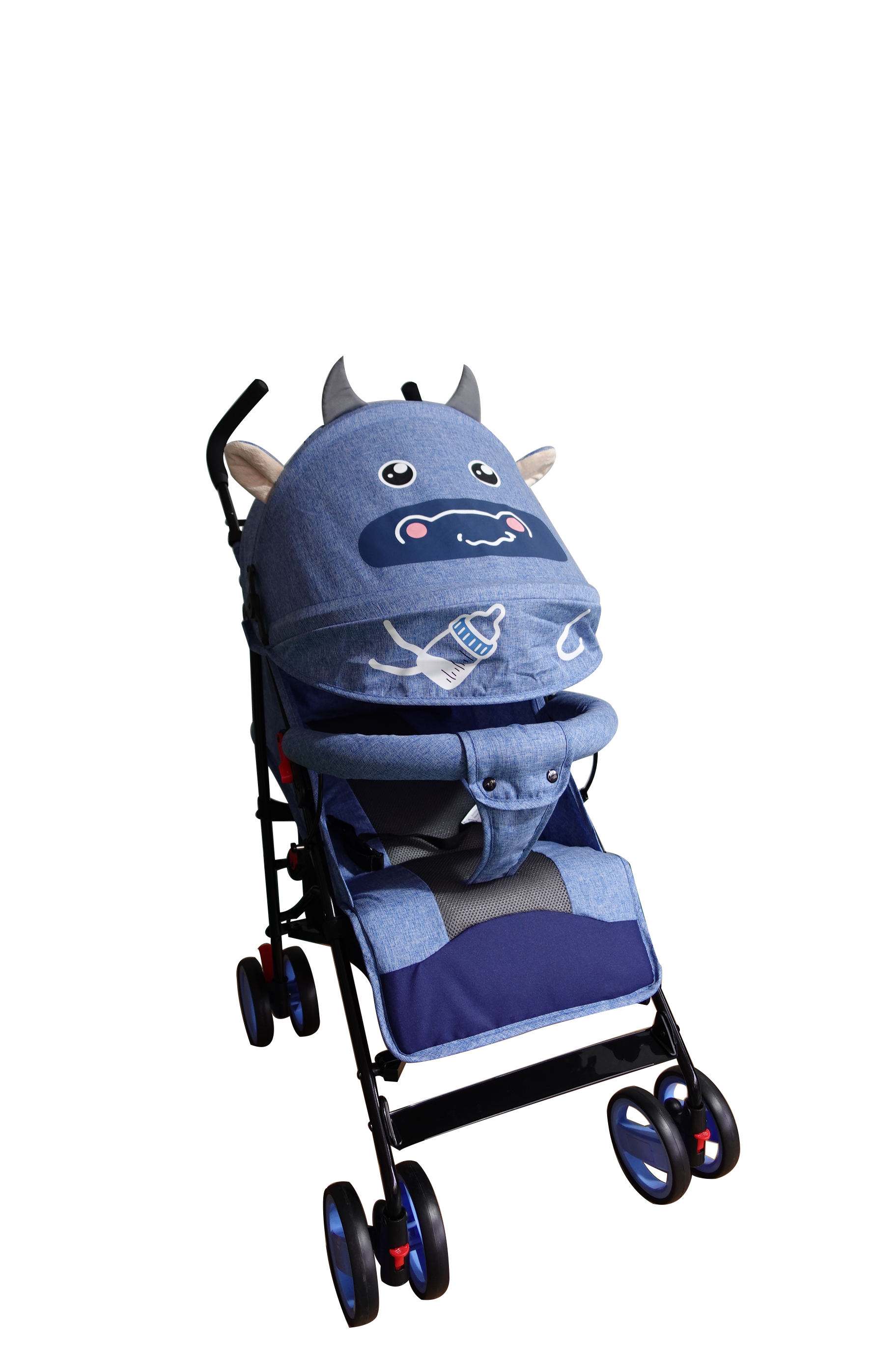 Baby Stroller, backrest with multible   positions, with adjustable 4 positions, blue color, W/big storage basket, W/break.