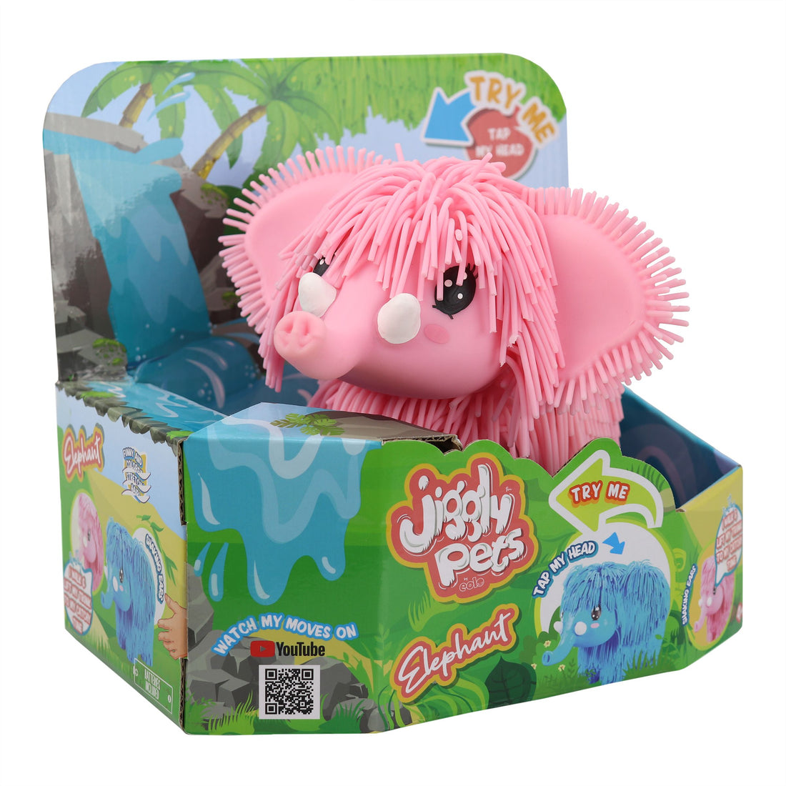 JIGGLY PETS RUBERY WALKING ELEPHANT, MUSIC AND SOUND