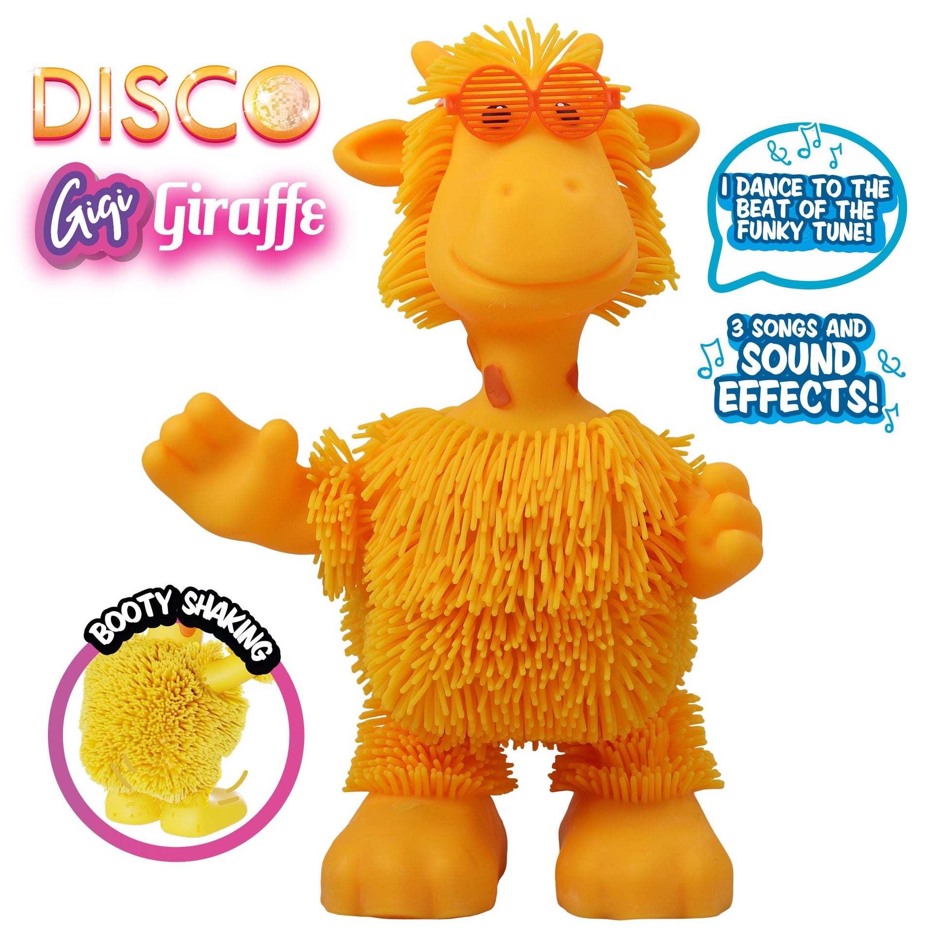 JIGGLY PETS  "GIGI" THE GIRAFFE - RUBERY DANCING DISCO GIRAFFE