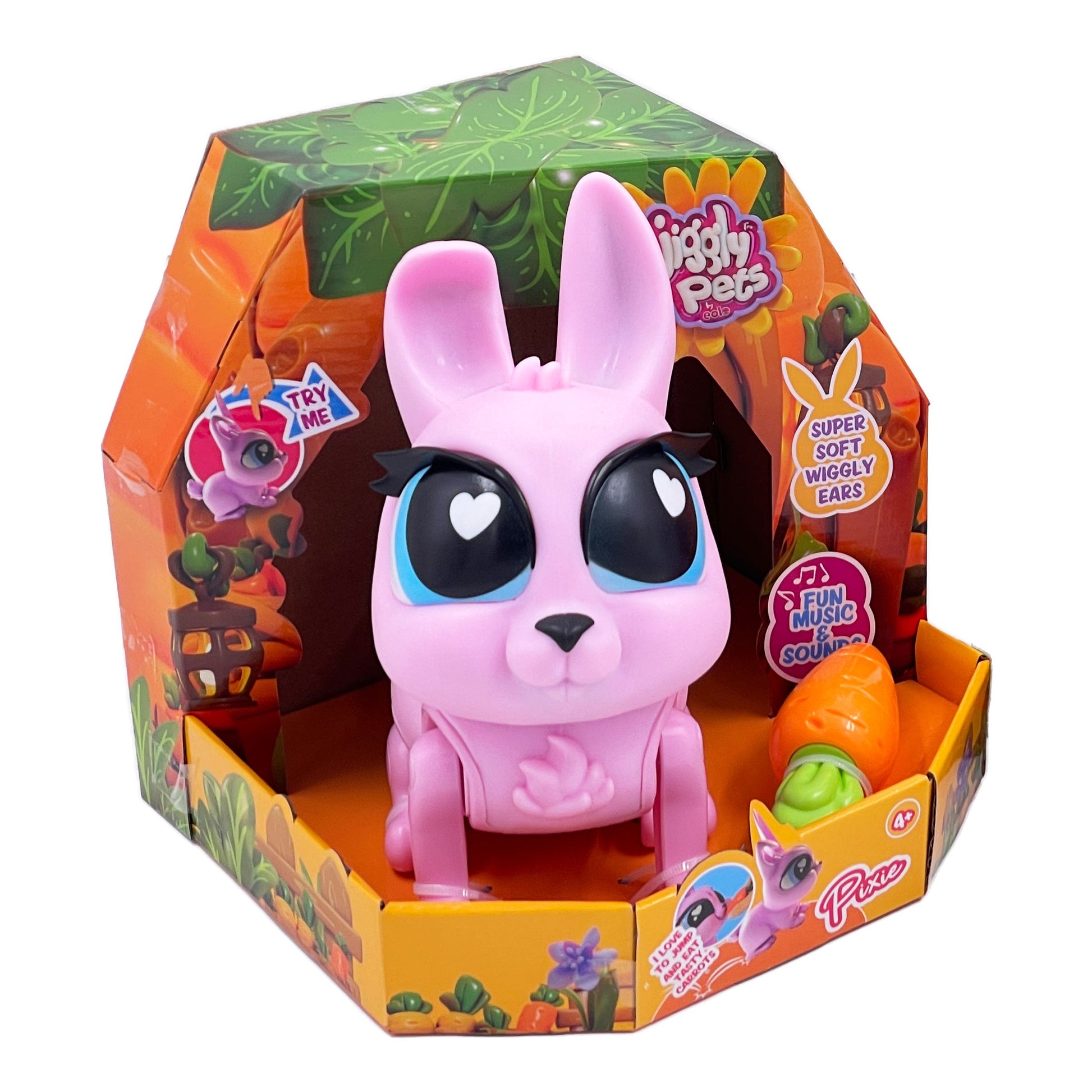 JIGGLY PETS - RUBBERY WALKING RABBIT "PIXIE" WITH SOUNDS